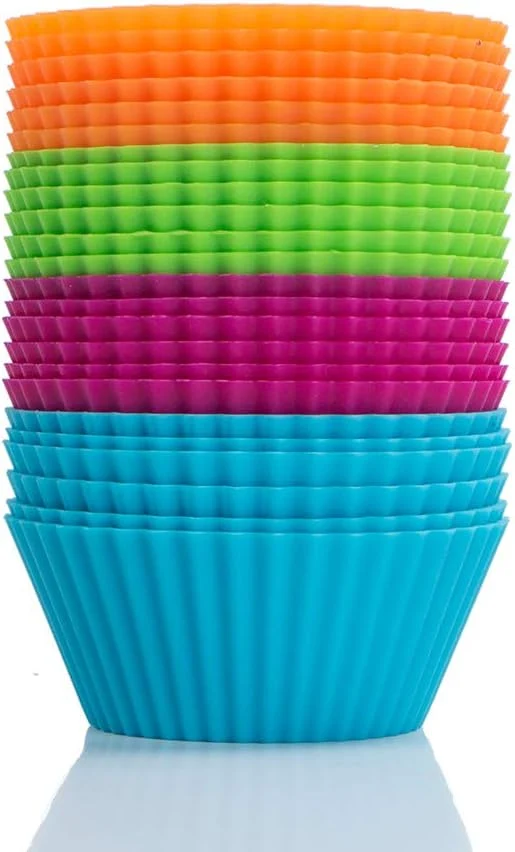 Refined Webake Silicone Cupcake Baking Cups Muffin Liners Reusable Silicon Muffin Tin Non-stick 2-3 4 Inch Regular Size Pack of 24 High-Performance