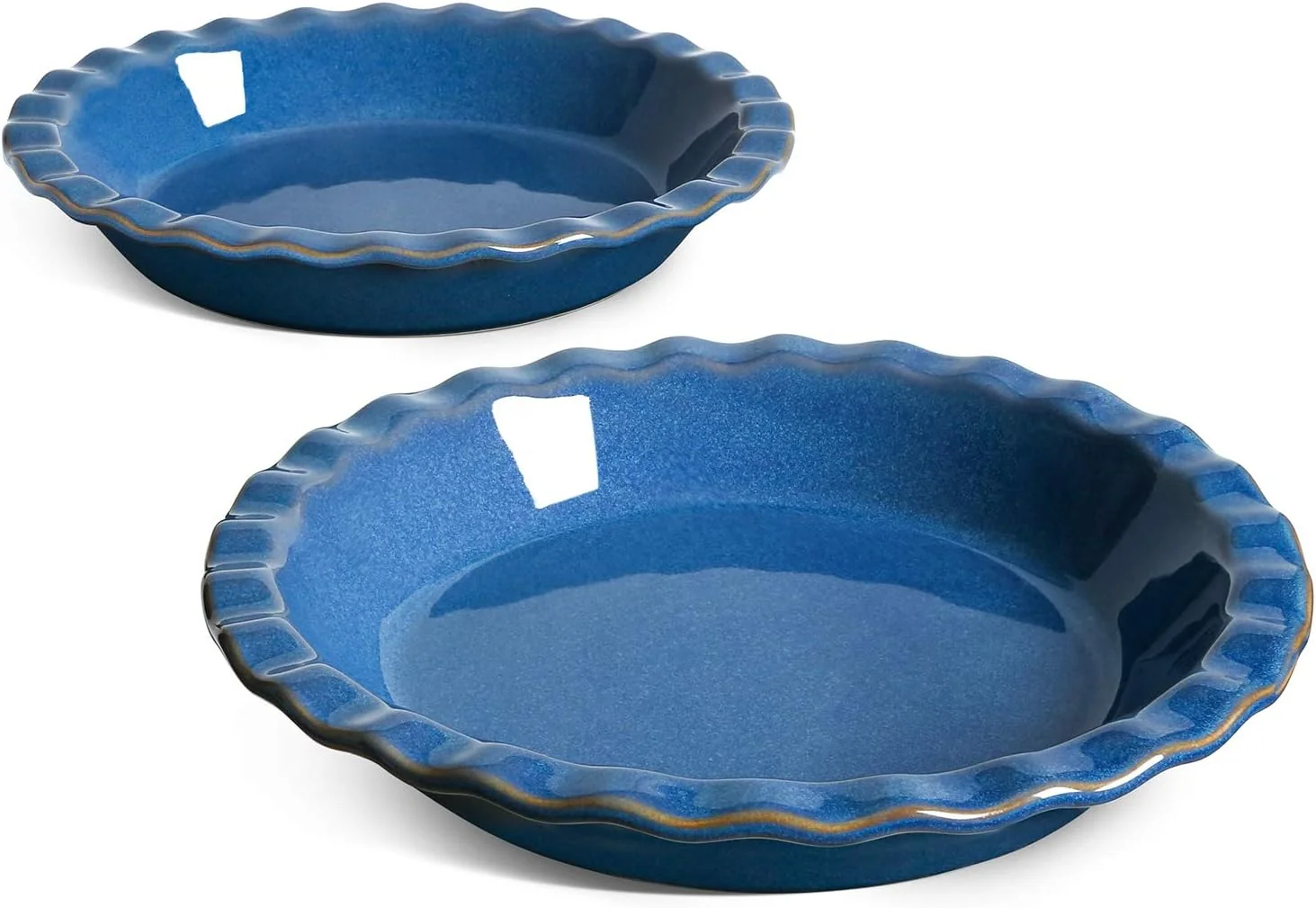 Carefully Designed LE Tauci Ceramic Pie Dish for Baking 9 Inches Pie Pan for Apple Pie Pecan Pie 36 Ounce Pie Plate Set of 2 Ceylon Blue Artisan