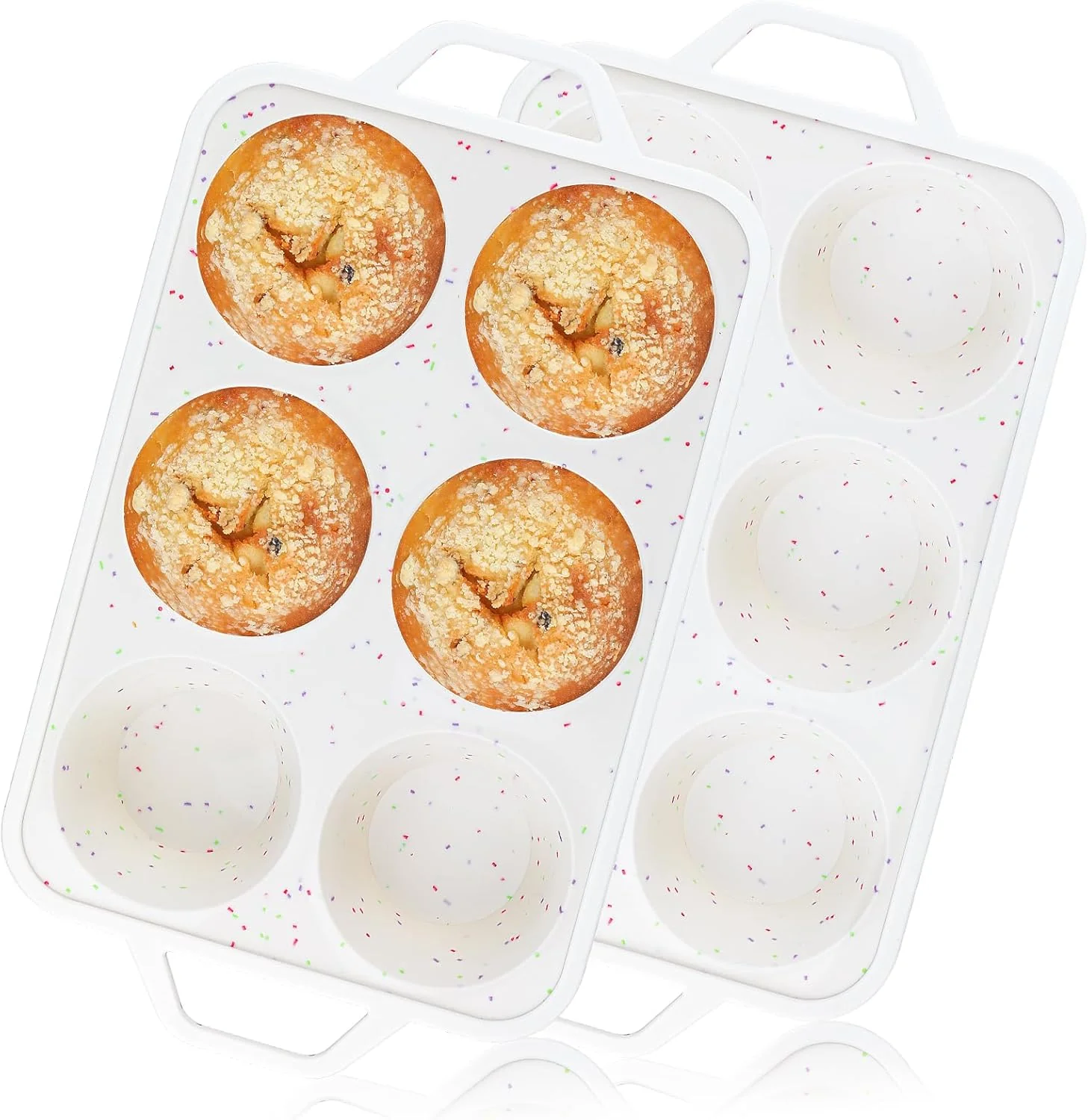 Proven Vinino Jumbo Muffin Pan with Metal Reinforced Frame-2Pack Silicone Cupcake Pan for Baking 6 Cup Jumbo Size BPA Silicone Muffin Tray Healthy