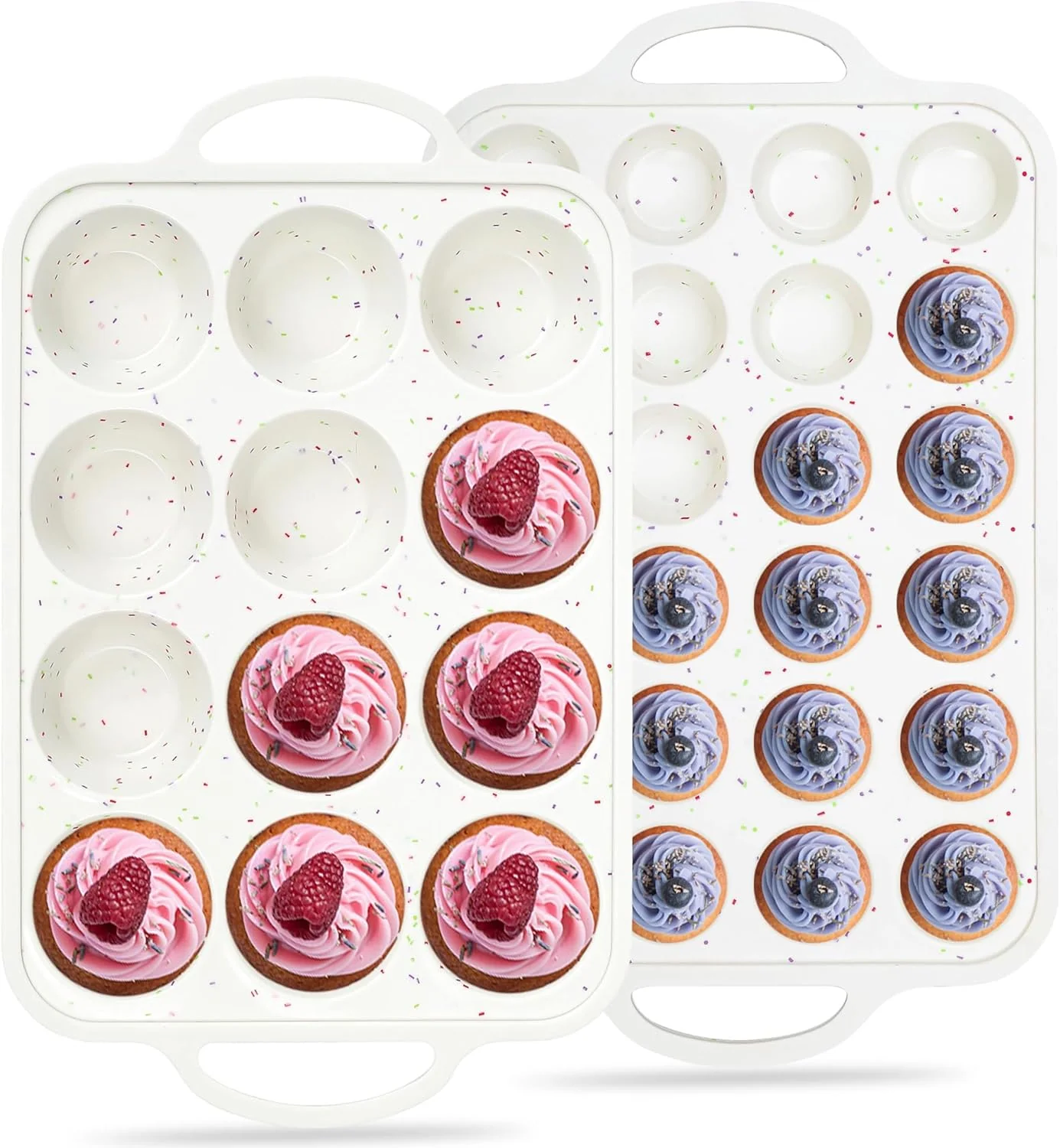 Reliable 2 Pcs Silicone Muffin Pans for Baking Cream Classic