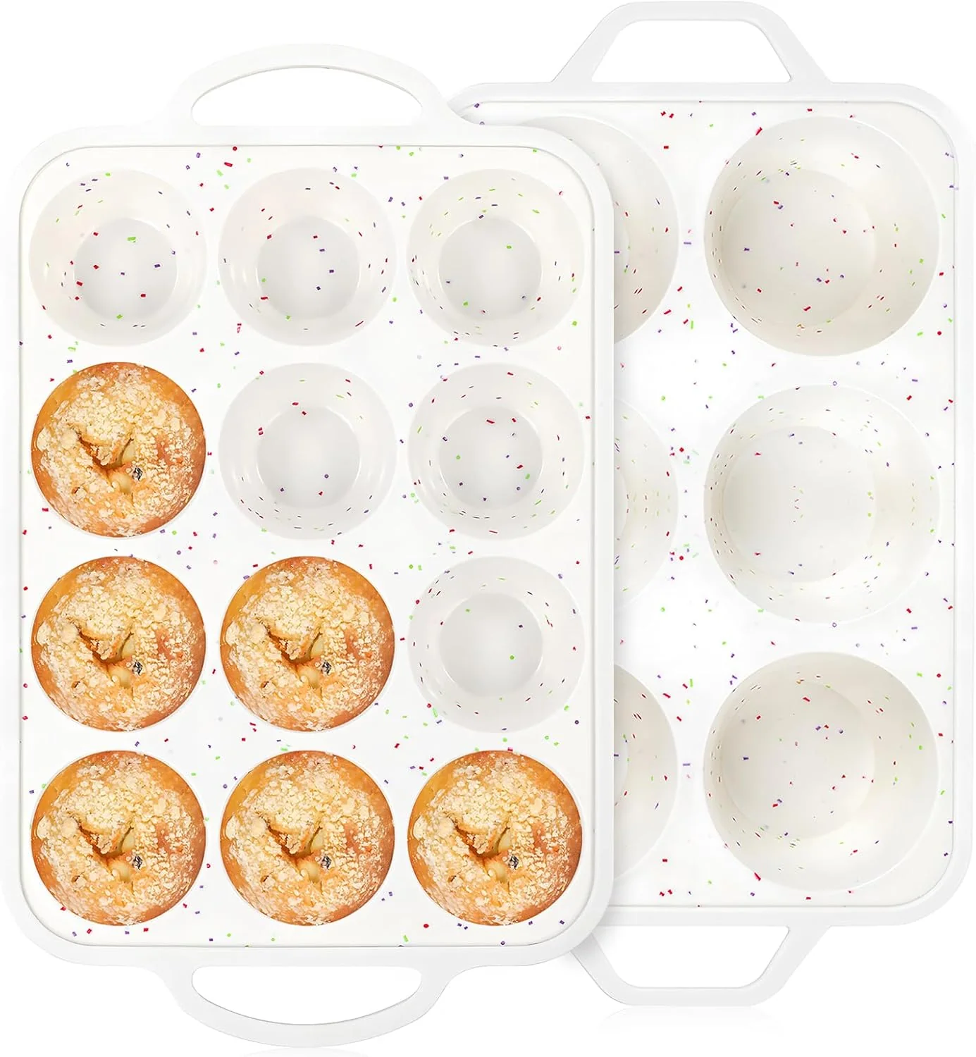 Breathable Vinino 2Pack Silicone Muffin Pan for Baking with Metal Reinforced Frame Regular 12 Cup and Jumbo 6 Cup Nonstick Cupcake Pan Set Responsible
