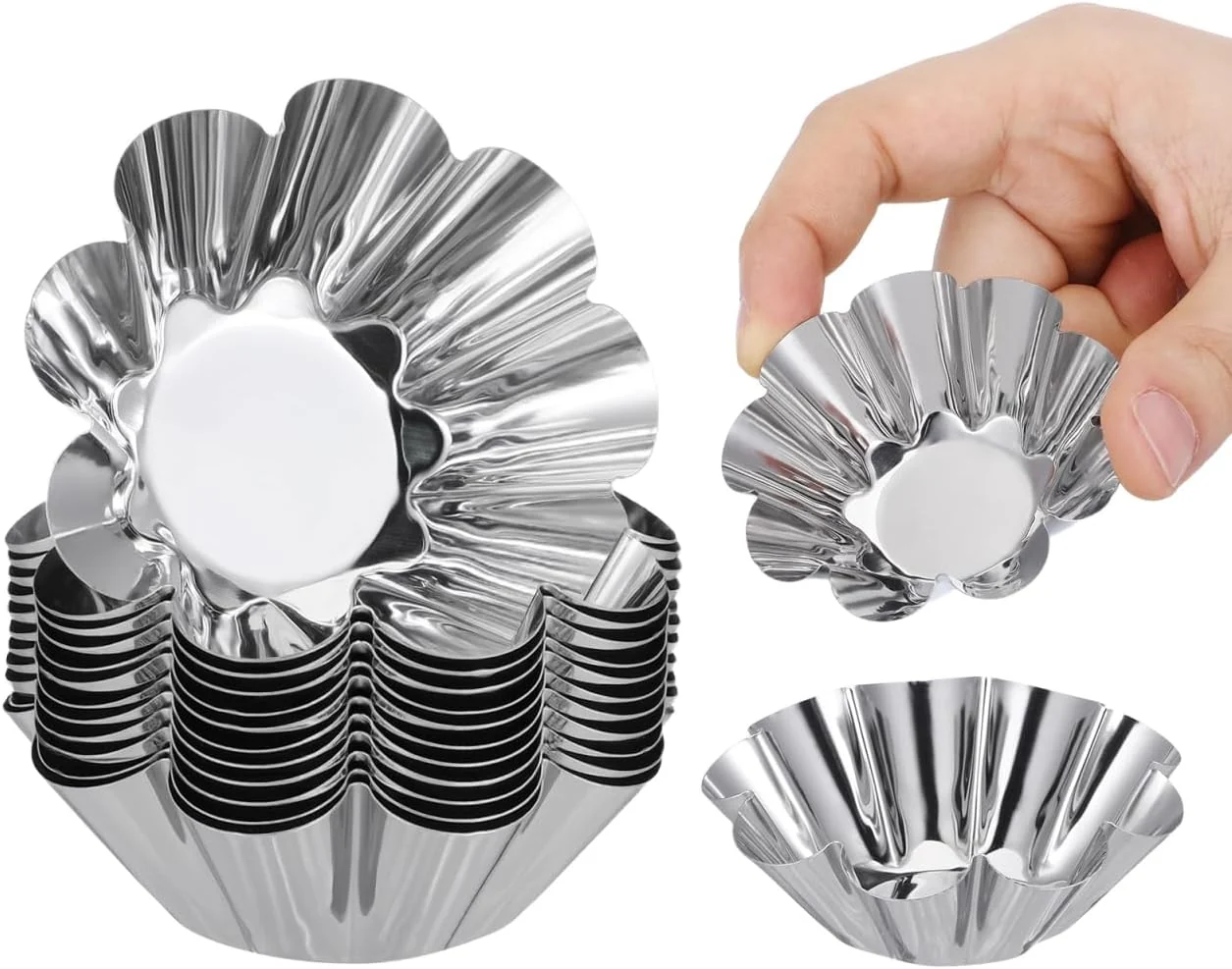 Classic Mikinona 12 Pack Flower Tart Pans Non Stick Tart Mold Set 2.40 X 2.40 X 0.90 in Reusable Baking Molds for Egg Mini Cupcake Muffin Diy Desserts and Party Use Organic