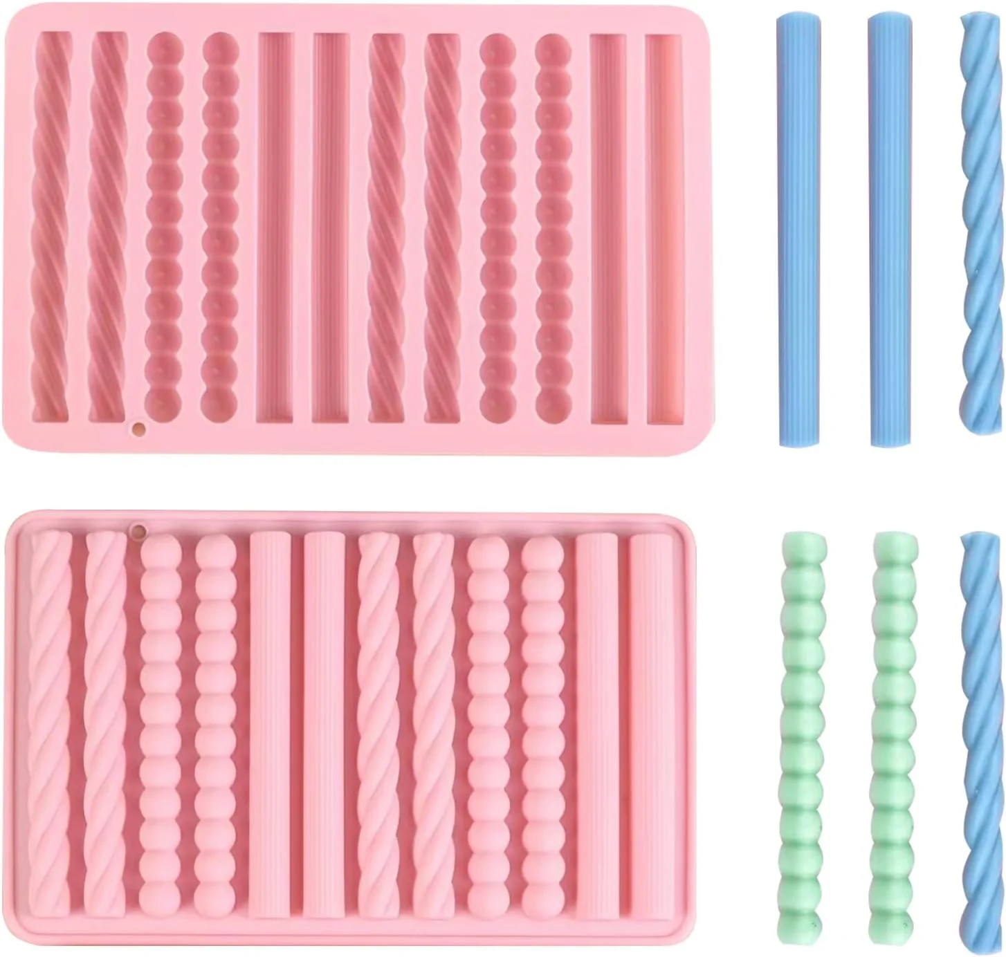 Detailed 2Pcs oat bar mold – 12 long biscuit molds- Chocolate silicone mold for baking candies energy bars cheesecake dried fruit ce cookies 2 Pink Environmentally Friendly