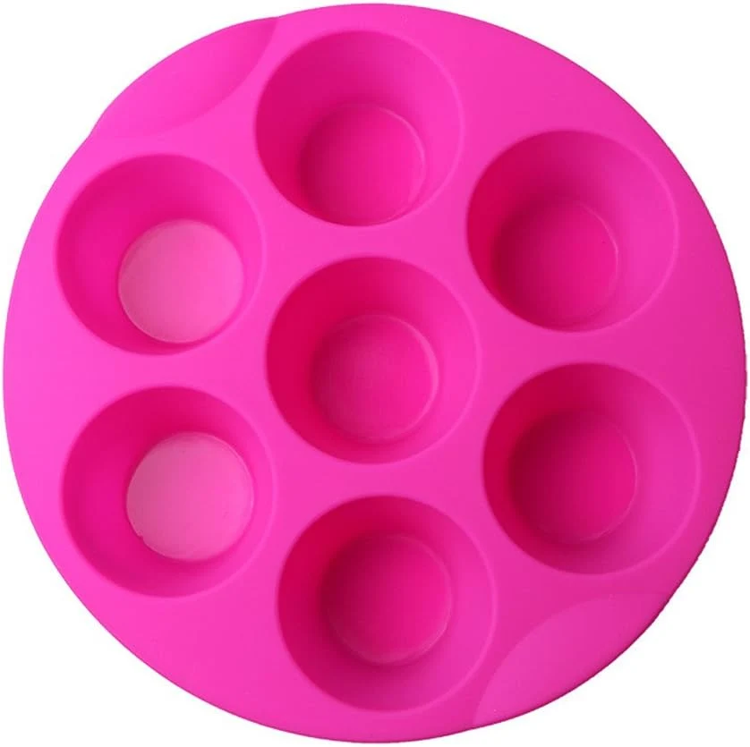 Practical Silicone Muffin Pans for Air Fryer 7 Cavity Muffin Tray Cupcake Pan Nonstick Brownie Cake Mold Round Pudding Recipe Tray Bakeware Refined