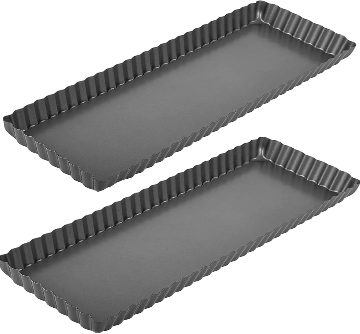 Original RINCH-PAN Rectangular Tart Pan 2 PCS 14 Inch Long Pan Non-Stick Tart Pan With Removable Loose Bottom Suitable For Pies Biscuits Cheesecakes Proven