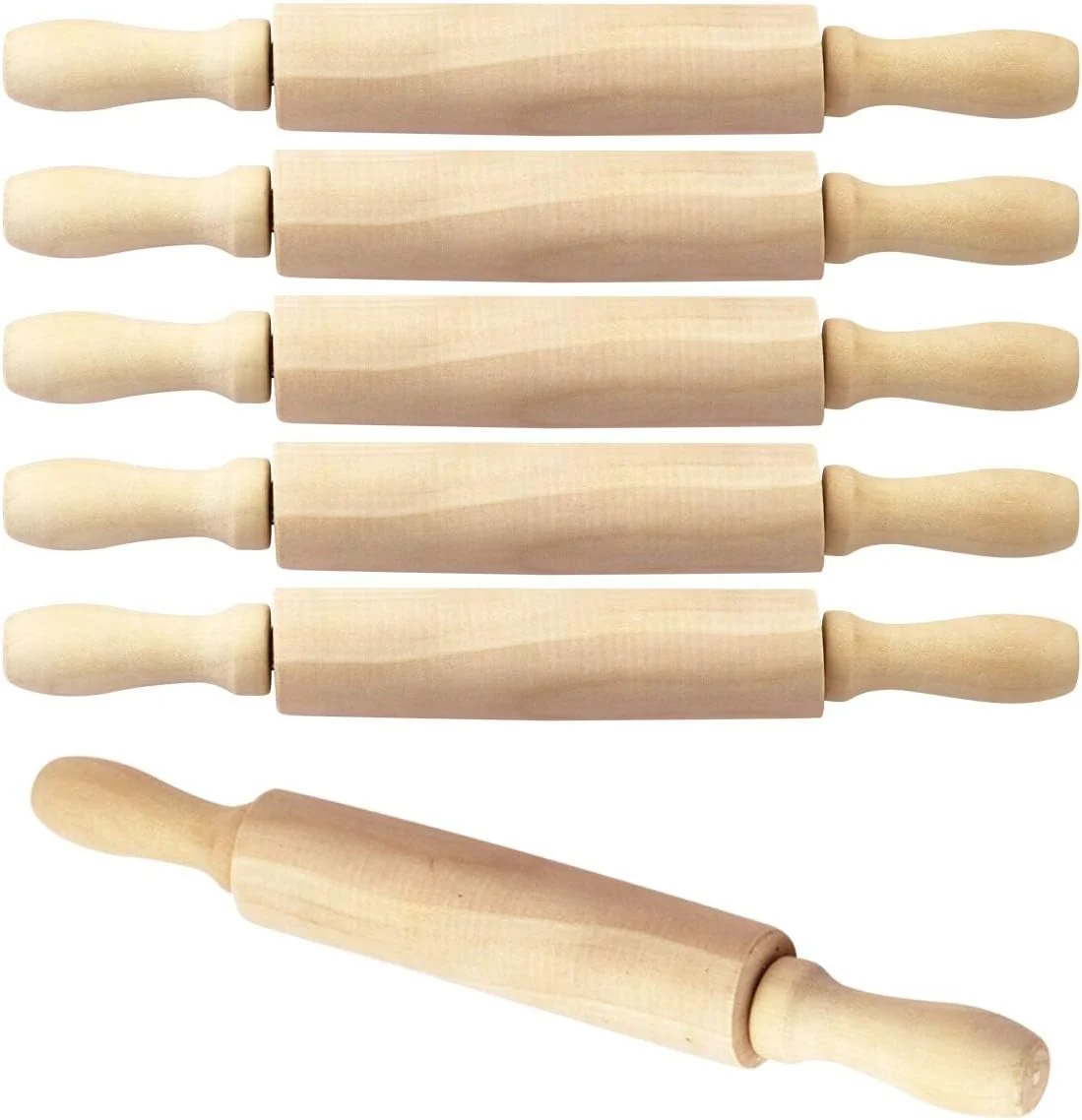 Sophisticated Billioteam 6 Pack 8 Inch Mini Wood Rolling Pin Great for Children Kids Girls and Boys Small Wooden Rollers for Art and Crafting Baking Cookie Dough Stylish