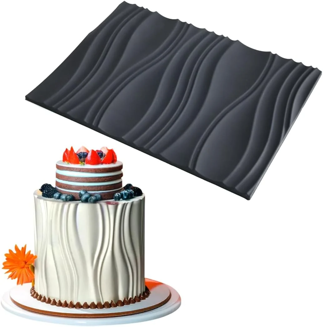 Green mostsom Silicone Fondant Mold Wave Pattern Embossing Mat for Cake Decorating DIY Clay Jewelry Pastry Candy Making Original