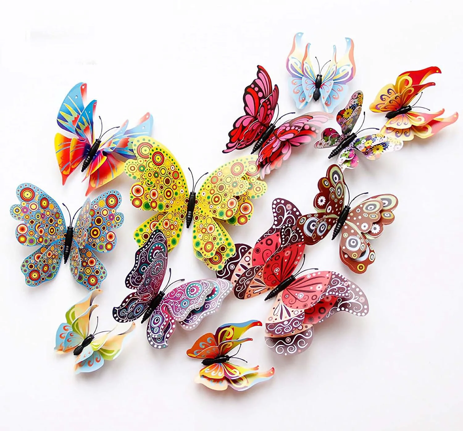 Expertly Made OPSEAM 3D Butterfly Wall Decor Butterfly Decorations Stickers with Magnets 24 PCS Circl 12 Styles Double Layer Butterfly for Classroom Decoration Locker Refrigerator Reusable Waterproof Superior