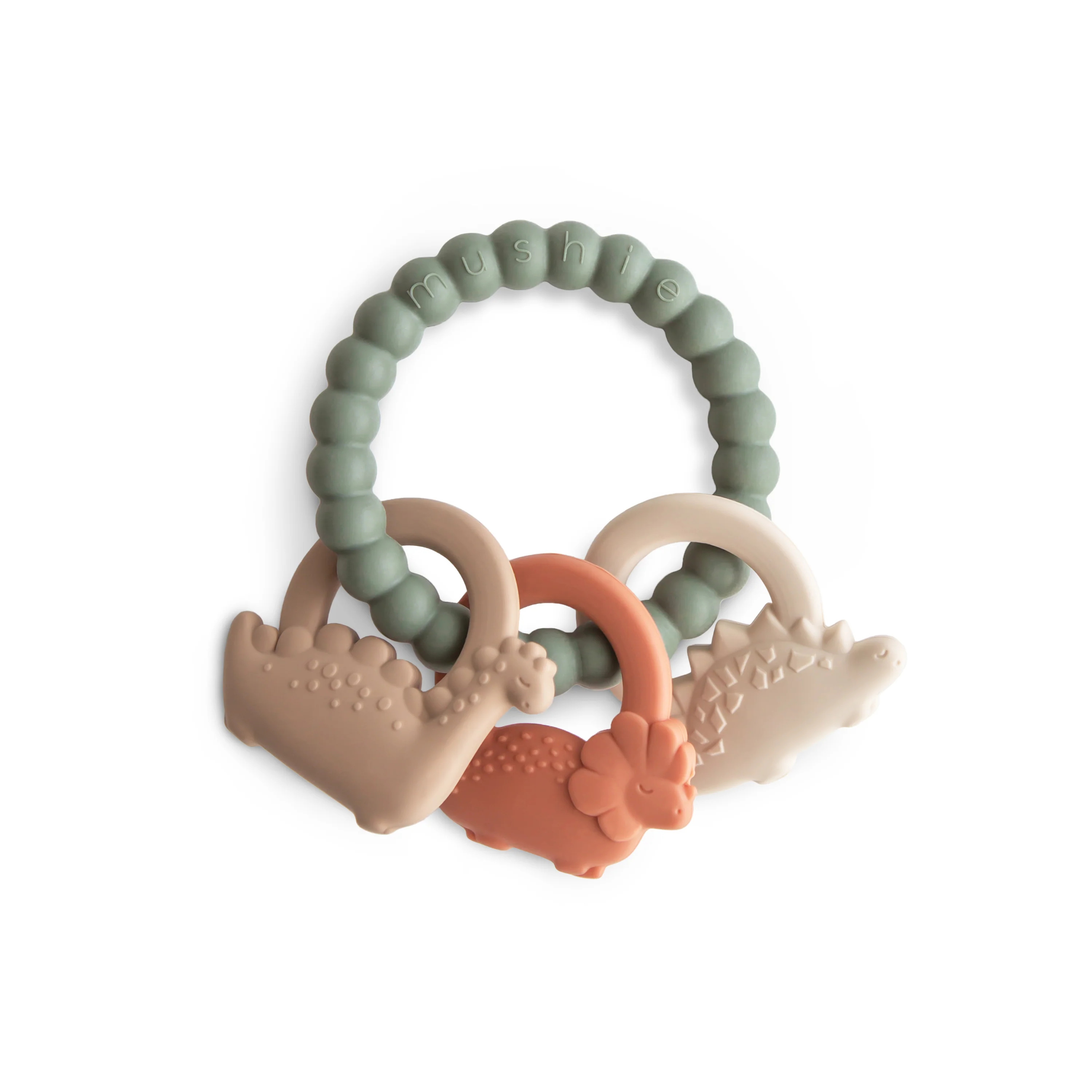Fast mushie Dino Teething Ring – Safe non-toxic BPA- Food-Grade Silicone Excellent