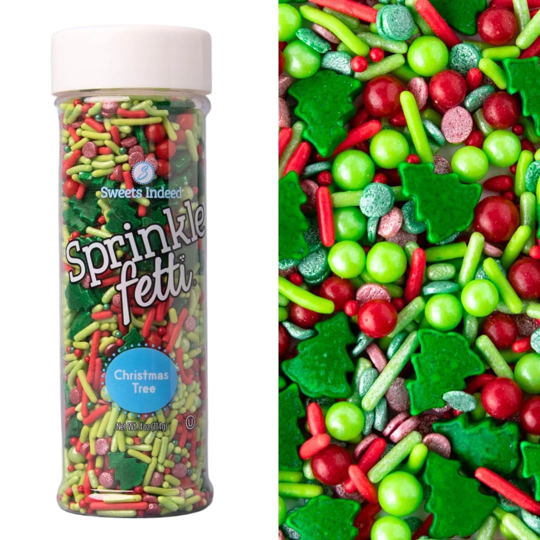 Authentic Sweets Indeed Sprinkles Edible Sprinkle Mix for Cake Decorations Baking Ice Cream Cookies Cupcake Topper 4 ounces Christmas Trusted