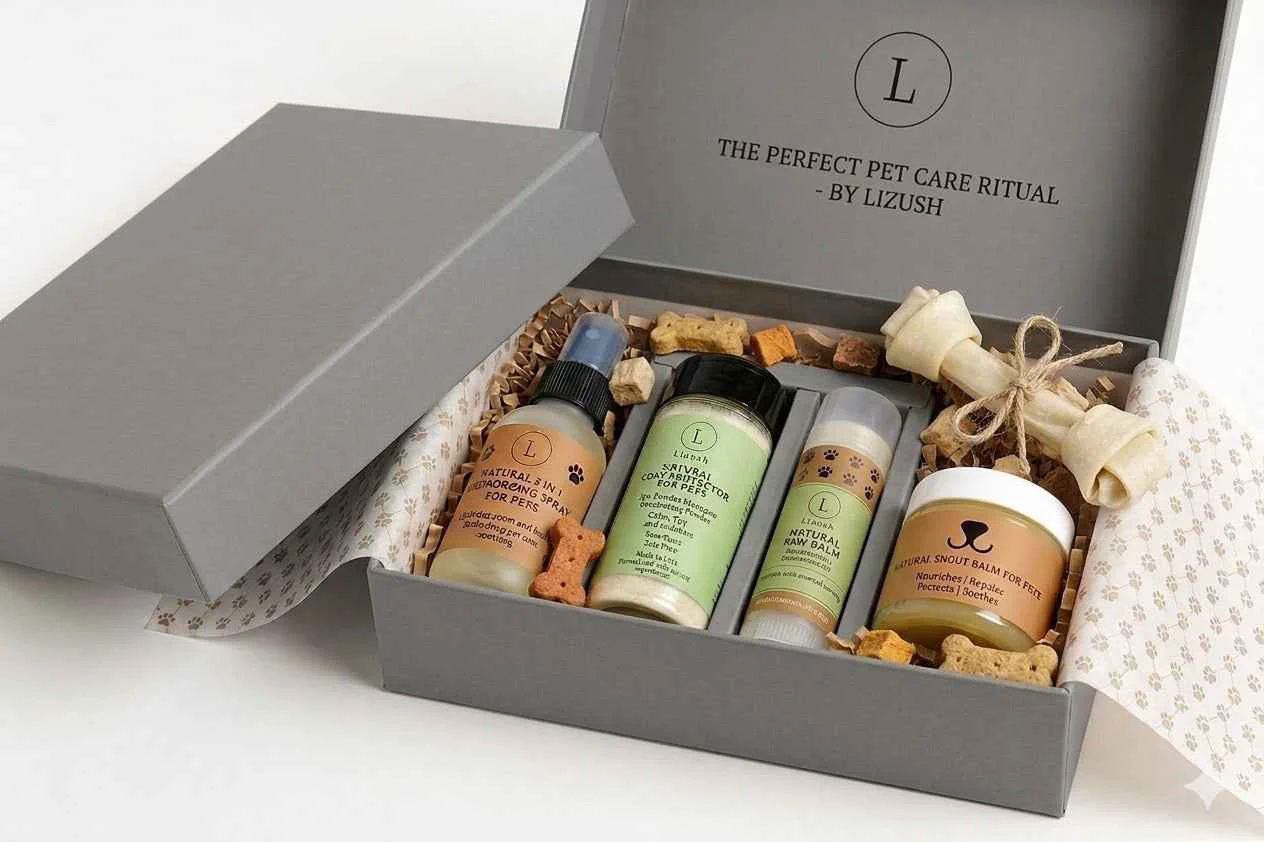 Natural Pet Pampering Gift Box – Dog Cat Spa Care Set Green