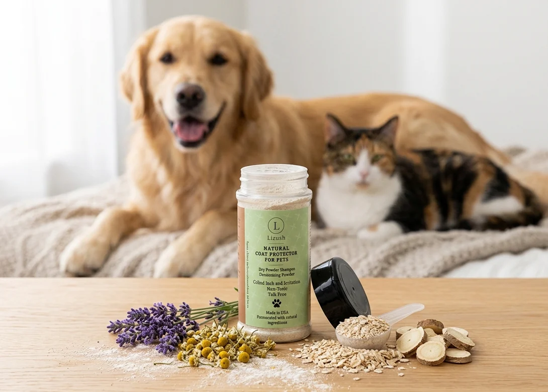 Eco-Friendly Natural Coat Protector for Dogs Cats – Grooming Powder Artisan