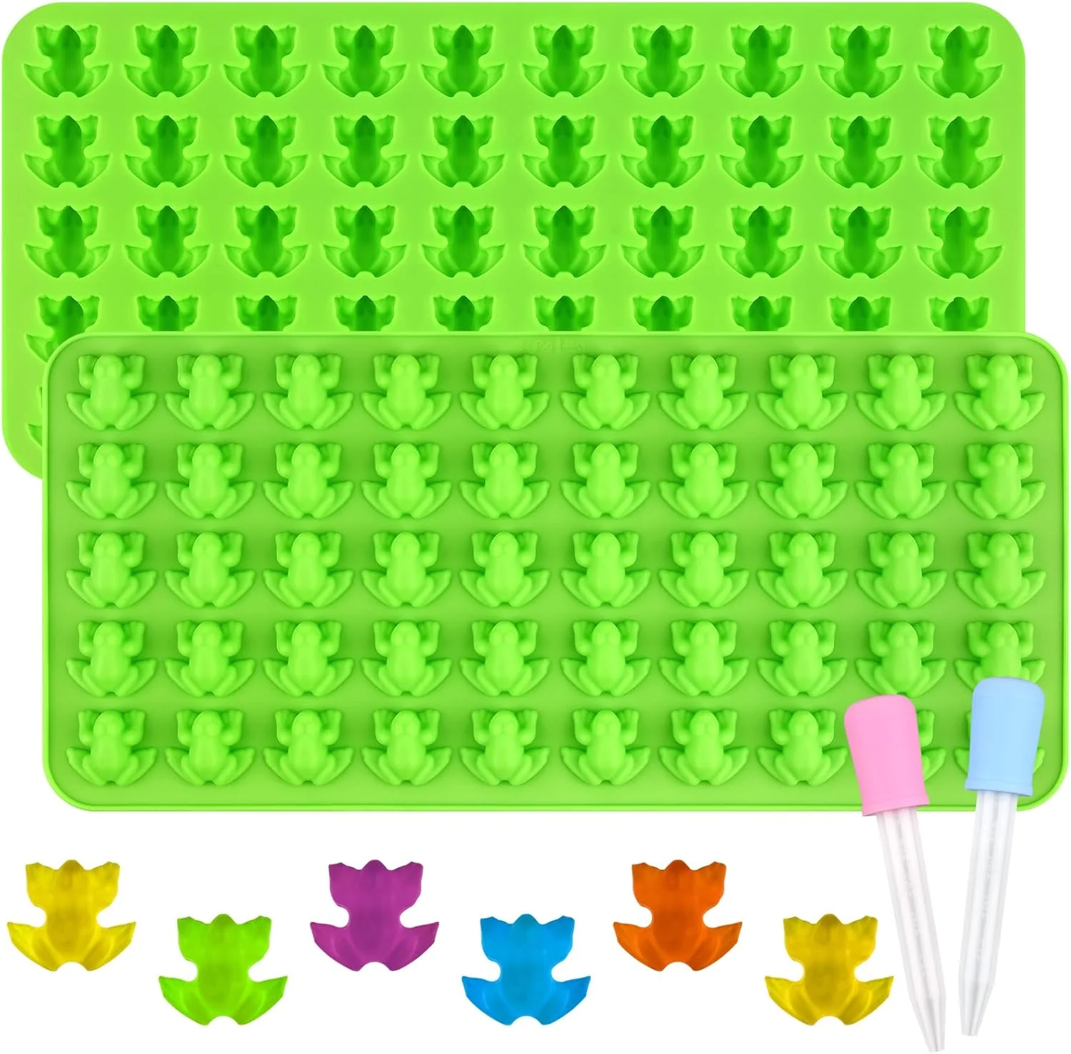 Unique Sakolla Mini Frog Candy Molds Silicone 100 Cavities Gummy Molds for Baking Hard Candy Chocolate Mint Candy Set of 2 with 2 Droppers Outstanding