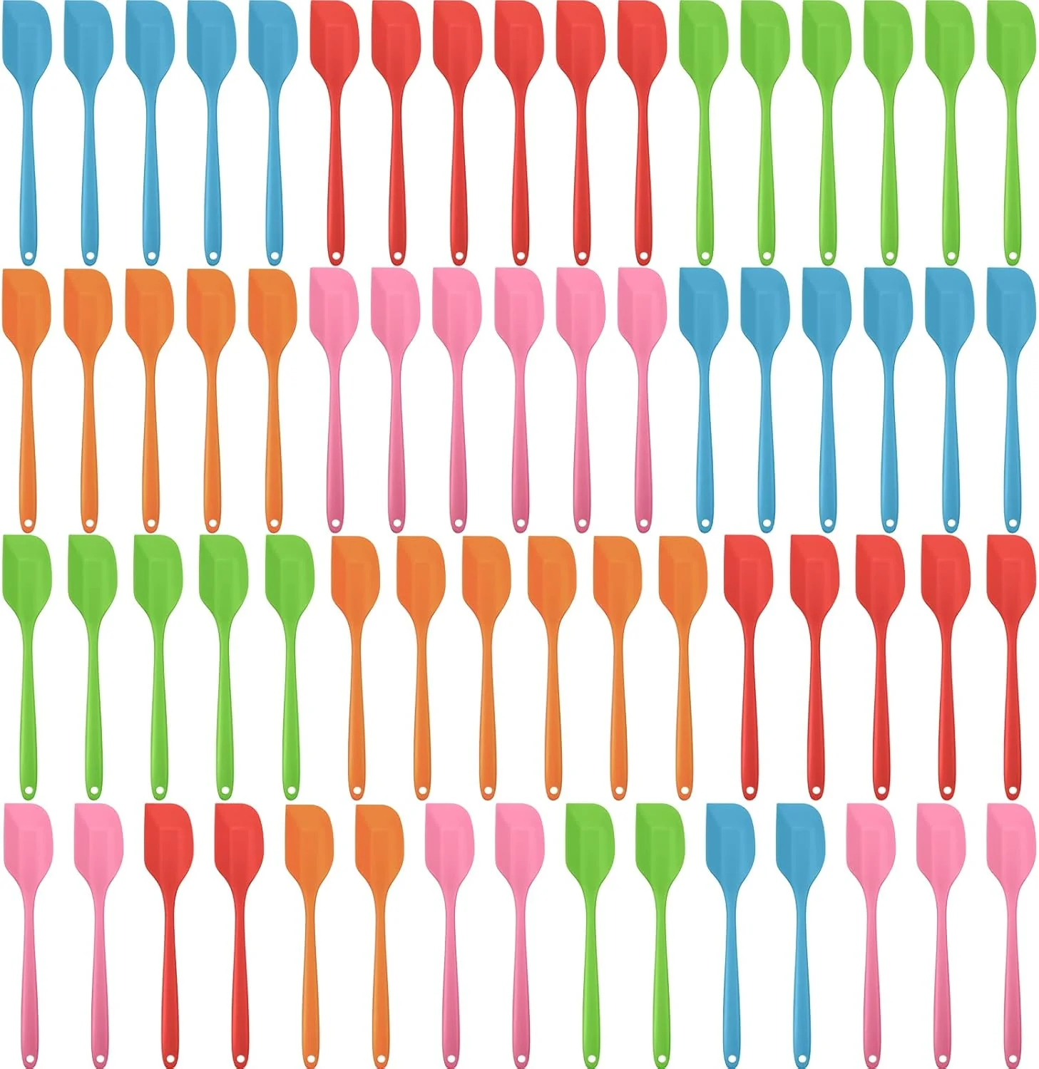 Refined Irenare 65 Pcs Mini Silicone Spatulas Bulk 8.3 Inch Heat Resistant Scrapers Rubber Spatulas Seamless Design Non Stick Flexible for Kitchen Use Functional