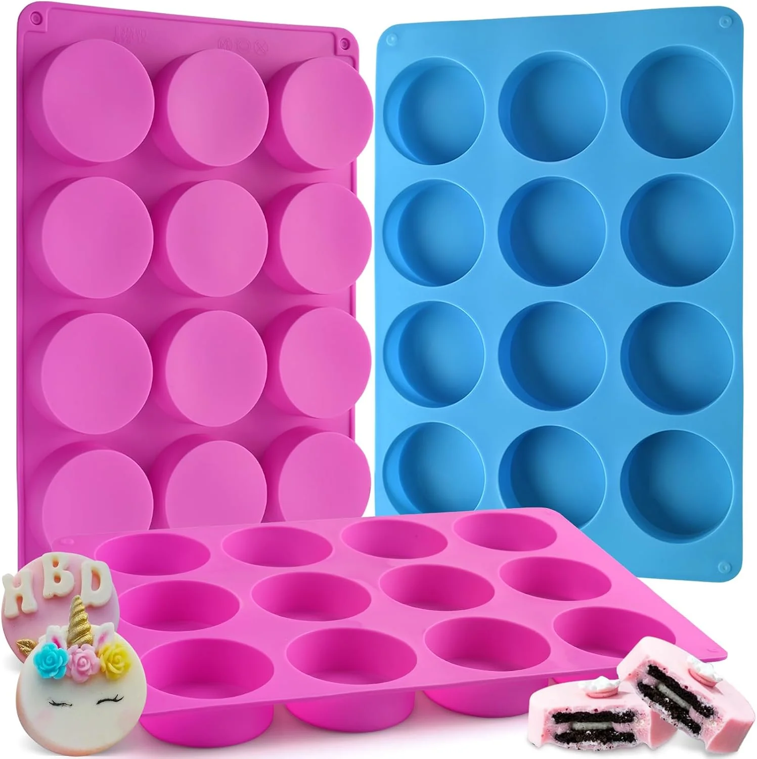 Organic Sakolla 3 Pcs Round Chocolate Cookie Molds 2.1 Inch Cylinder Silicone Mold Dependable
