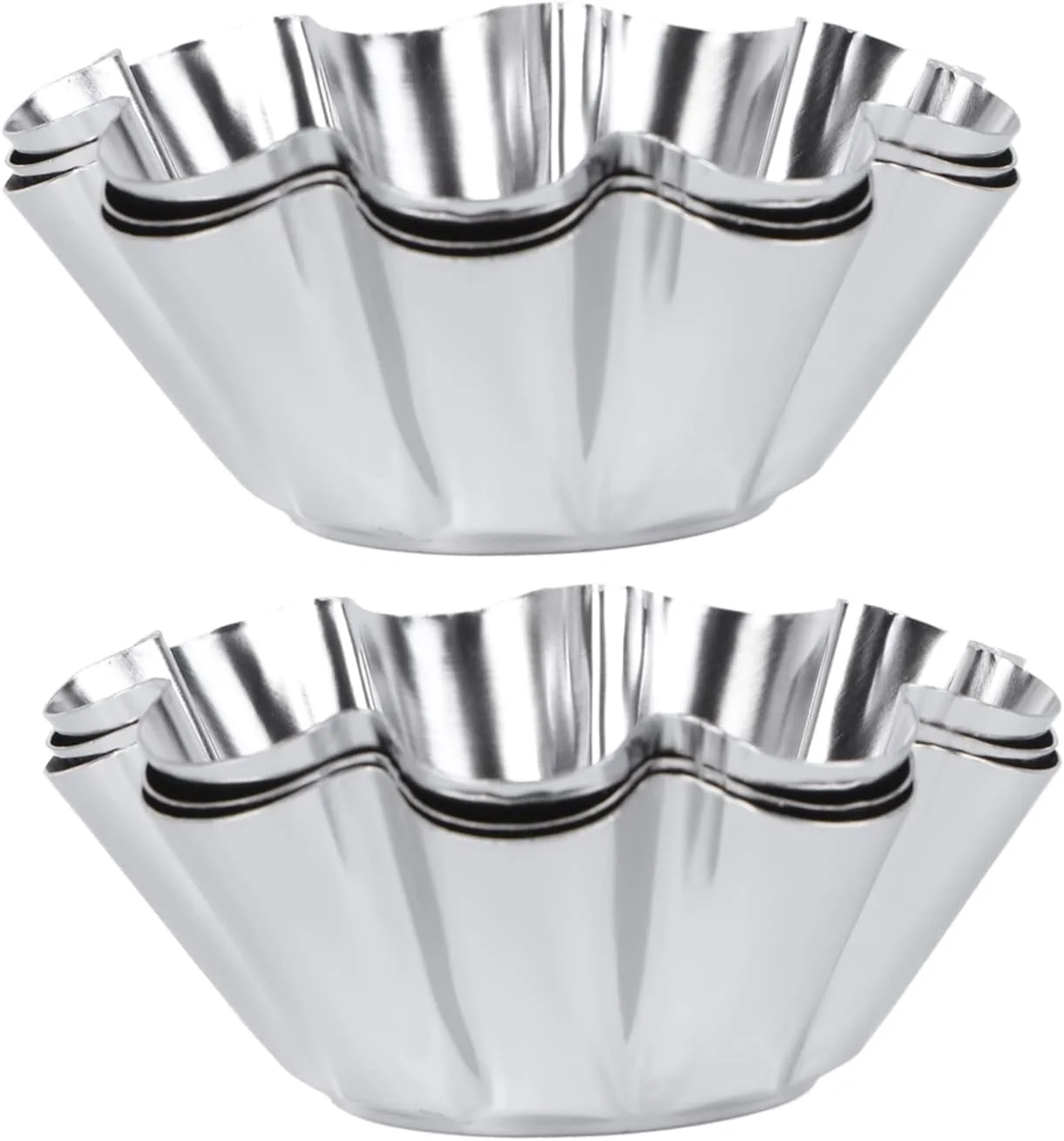 Next-Generation Mikinona 6pcs Stainless Steel Flower Tart Pans Non-stick Tart Muffin Cups for Baking Desserts for Cupcakes Egg Tarts and Diy Parties Safe