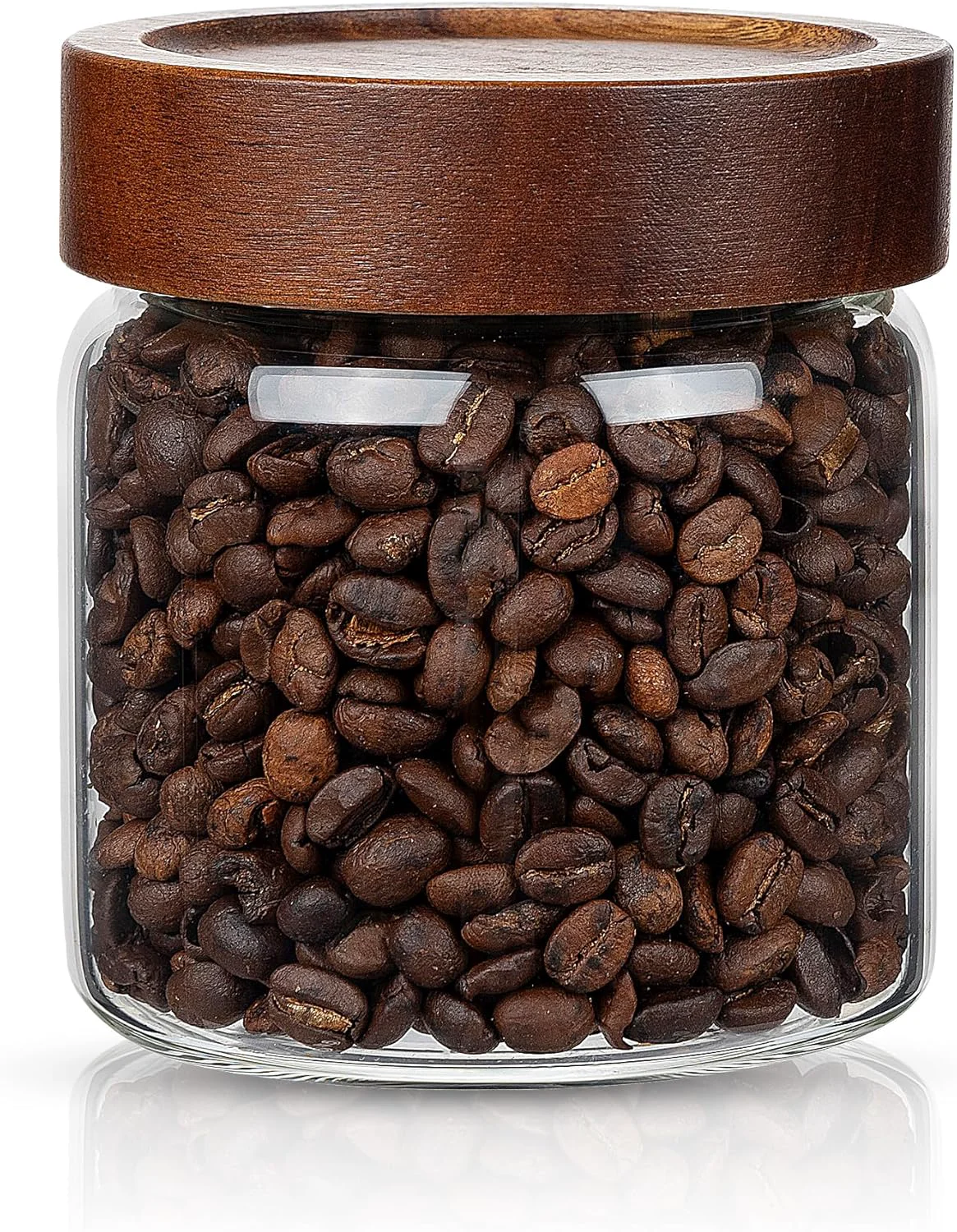 Easy-to-Use 1PC Small Glass Storage Jars with Airtight Lids 18 fl oz 550ml coffee container with Wooden Lid Glass Pantry Canister for Beans Rice Comfortable