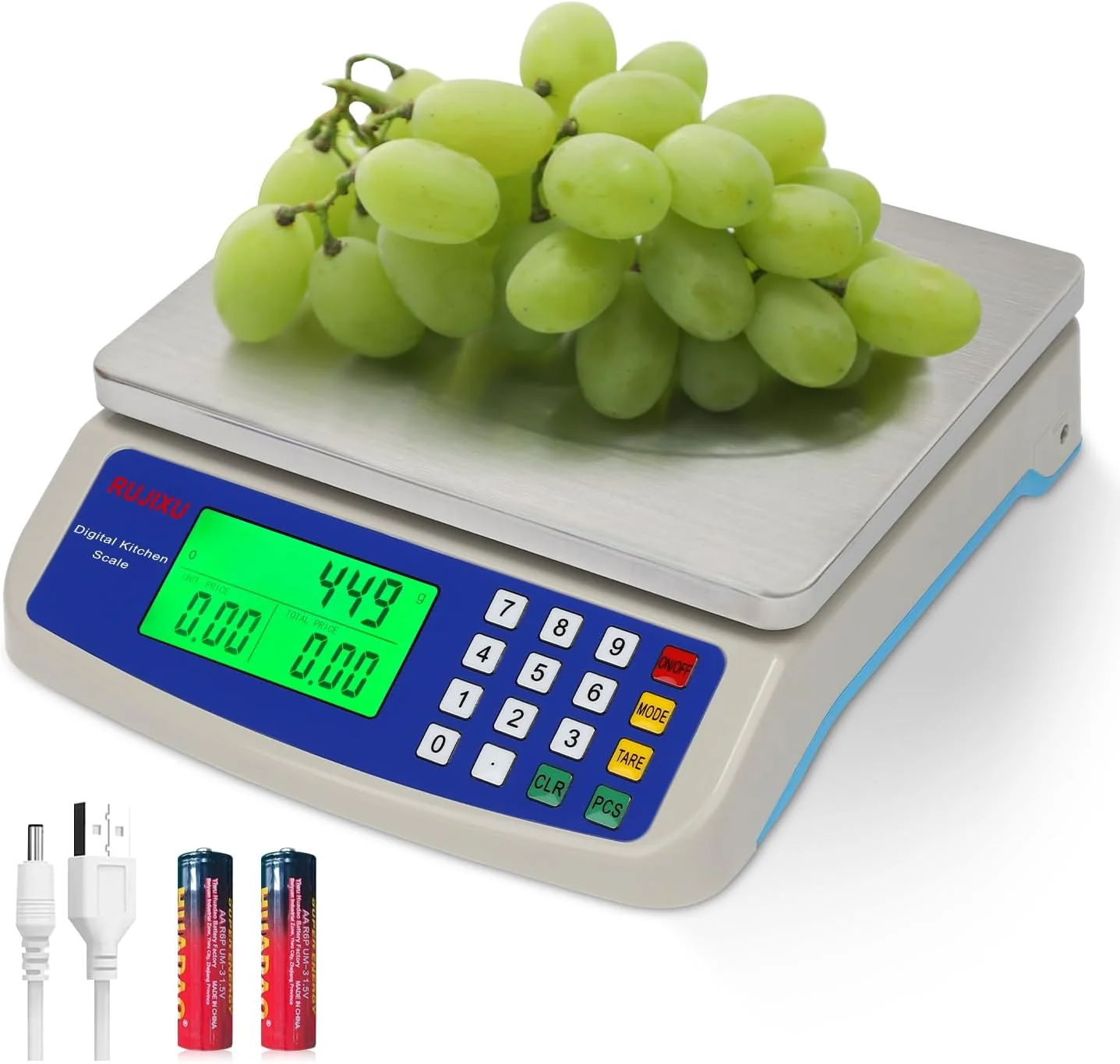 Innovative Large Digital Kitchen Scale 22LB Commercial Scale for Food Baking Bread Cooking Meat Stainless Steel Price Computing Scale with LCD Display Luxury