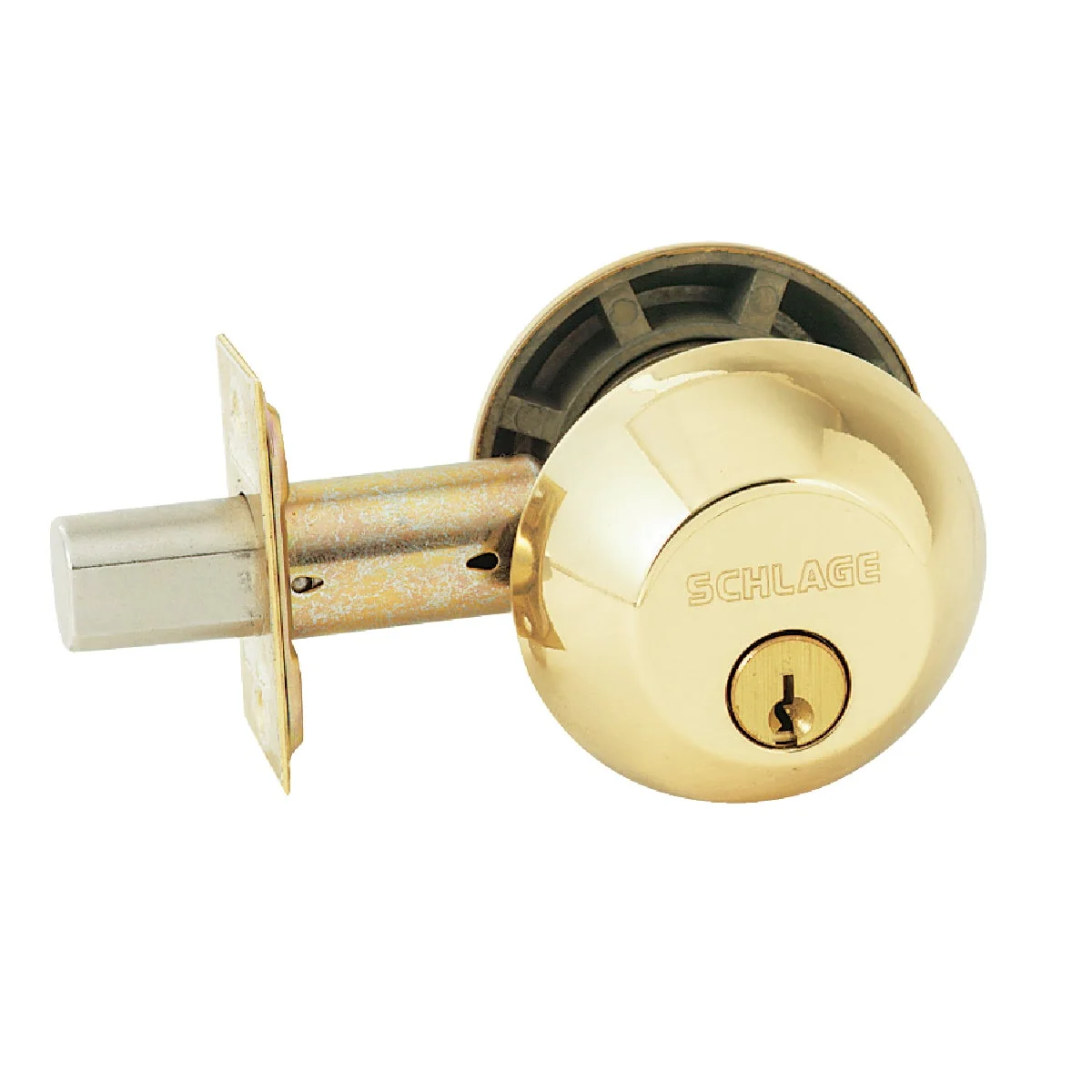 Minimalist Schlage B-Series Polished Brass Double Cylinder Deadbolt Professional
