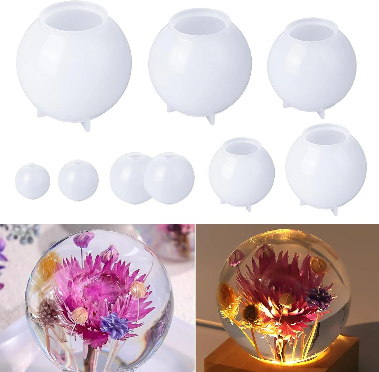 Clean LET’S Resin 9 Pcs Sphere Silicone Molds for Resin Upgraded Seamless 3D Sphere Resin Molds Silicone Powerful