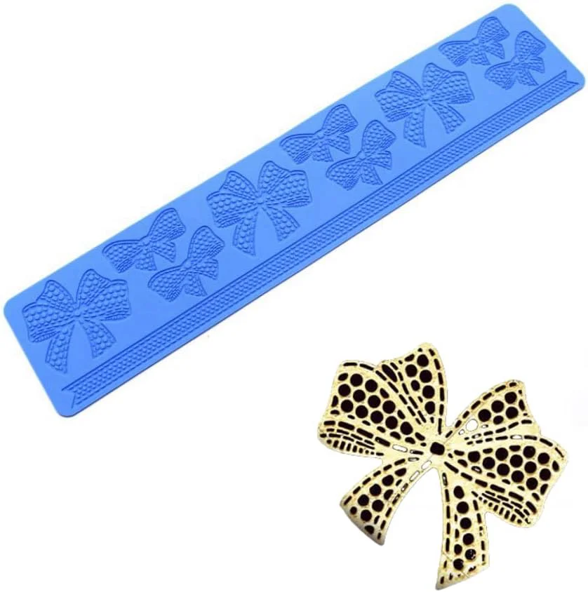 High-Grade Bow-knot Silicone Fondant Embossing Mat Sugarcraft Bow-knot Lace Pattern Cake Mats Fondant Pastry Embossing Mat Fondant Cake Decorating Mold Sugar Comfortable