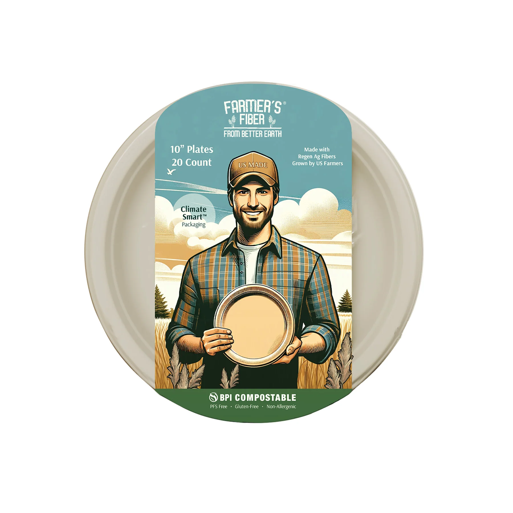 Pure Better Earth 10 Farmer’s Fiber Collection Round Plate High-Quality
