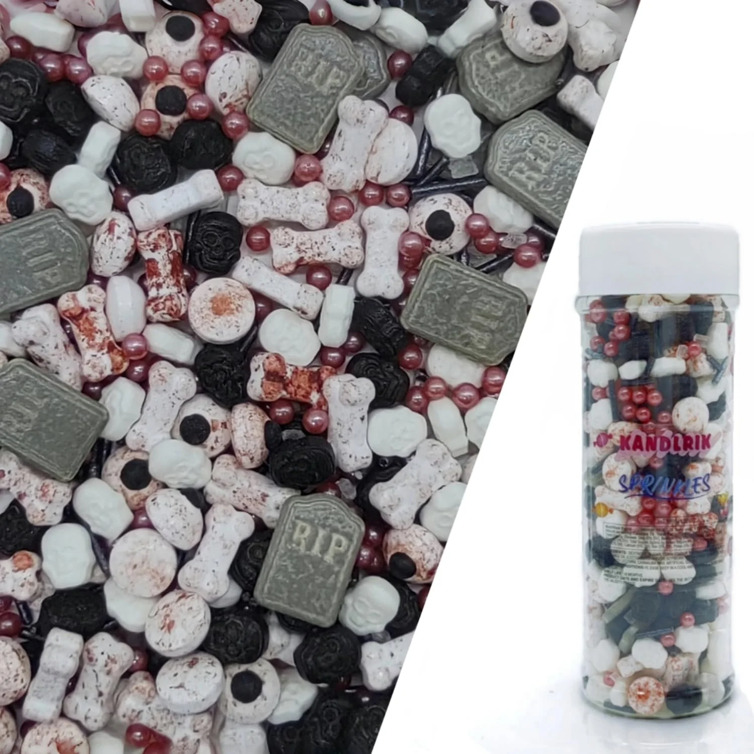 Clean Halloween Sprinkles Gravestones amp Bones amp Eyes amp Skull Topper Edible Themed Sprinkles For Cookie Decorating Chocolate Desserts Cupcakes Ice Cream 4.58OZ Refined