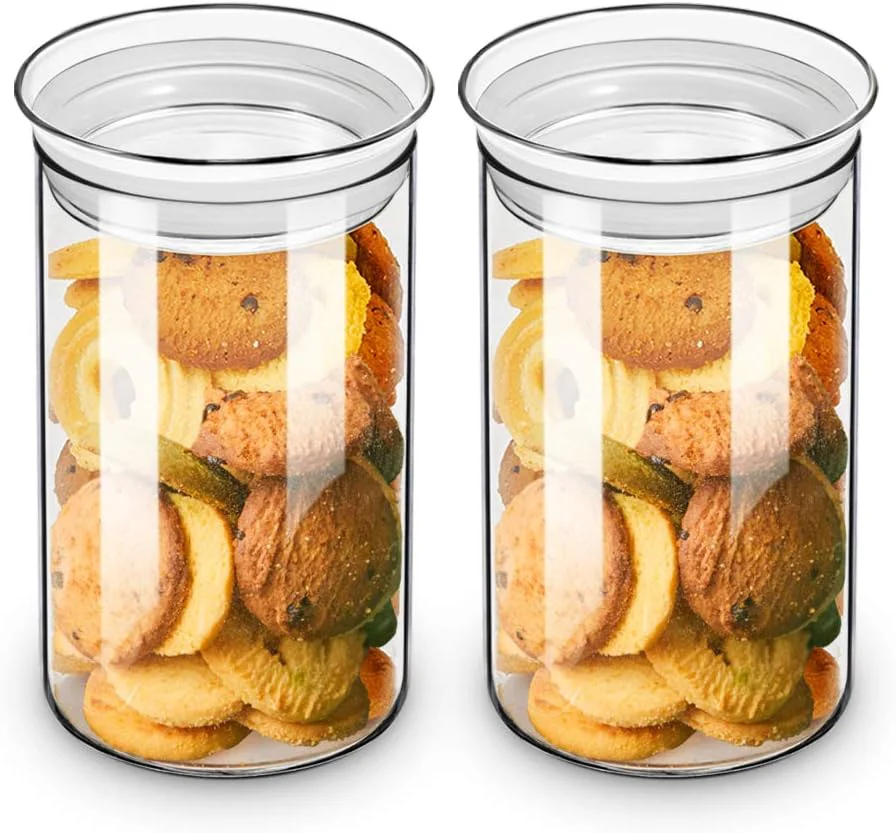 Fine Crafted Zens 37oz Glass Jars Set of 2 Clear Glass Kitchen Canisters with Airtight Lids Wide Mouth Glass Storage Containers for Ce Coffee Beans Breathable