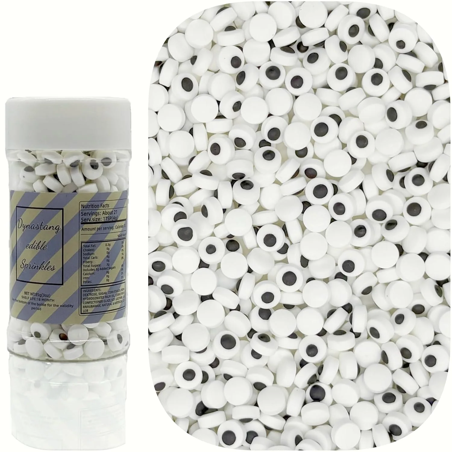 Solid Dynastang 7mm Mini Eyes Sprinkles Halloween Edible Eyes Cake Decoration Cupcake Toppers Cookie Decorating for Cakes Cupcakes Desserts Toppings 3OZ Premium Material