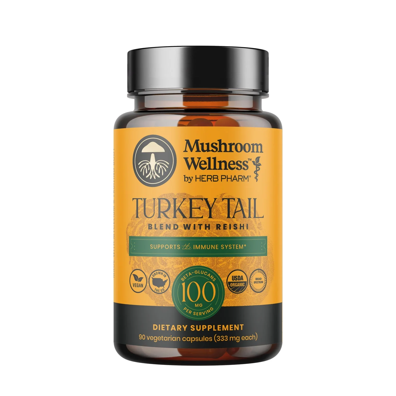 Premium Material Herb Pharm Mushroom Wellness Turkey Tail Blend Capsules Contemporary
