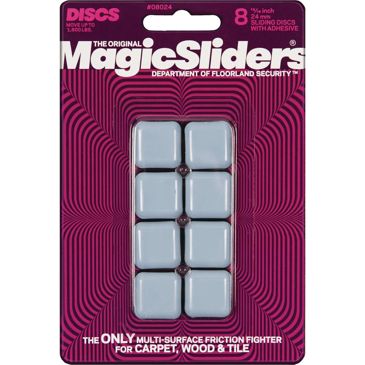 Fine Crafted Sliders 15 16 In. Square Self Adhesive Furniture Glide 8-Pack Detailed