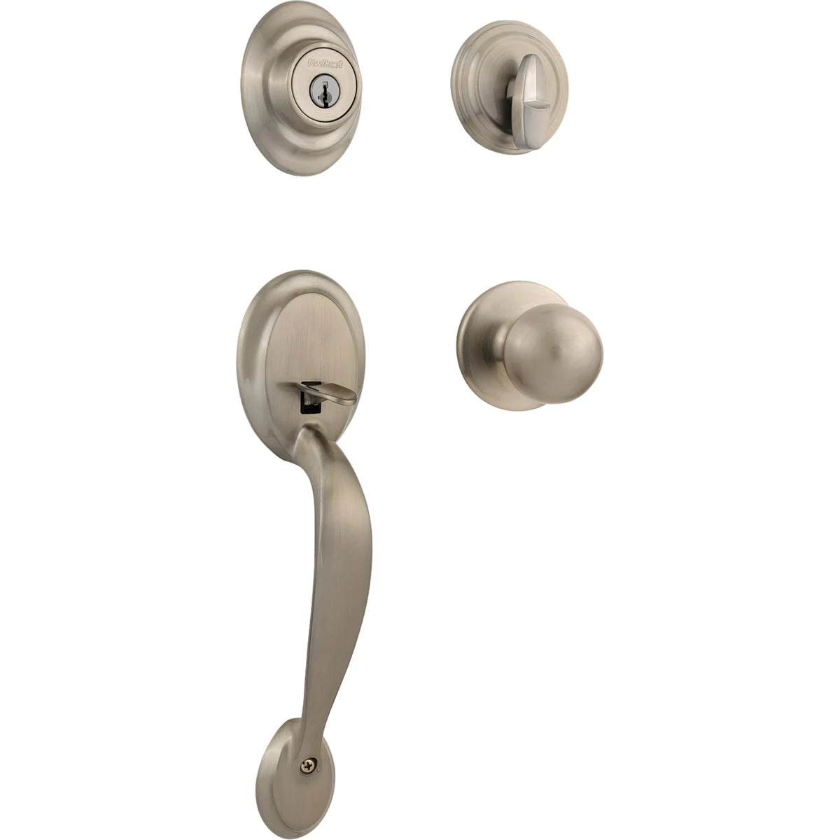 Professional Kwikset Satin Nickel Entry Door Handleset with Smartkey Exclusive