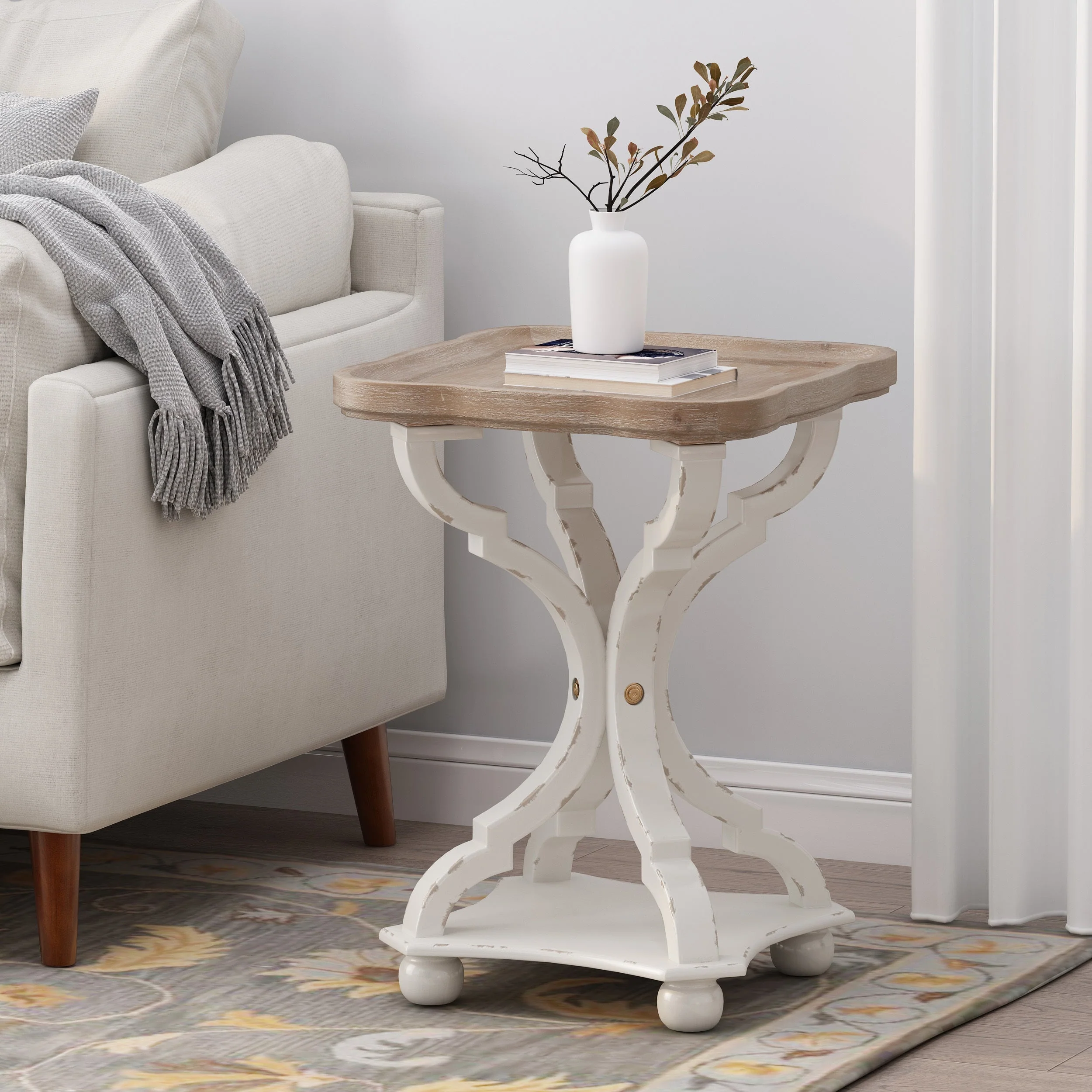 User-Friendly Accent Table with Hourglass Base and French Country Design Modern