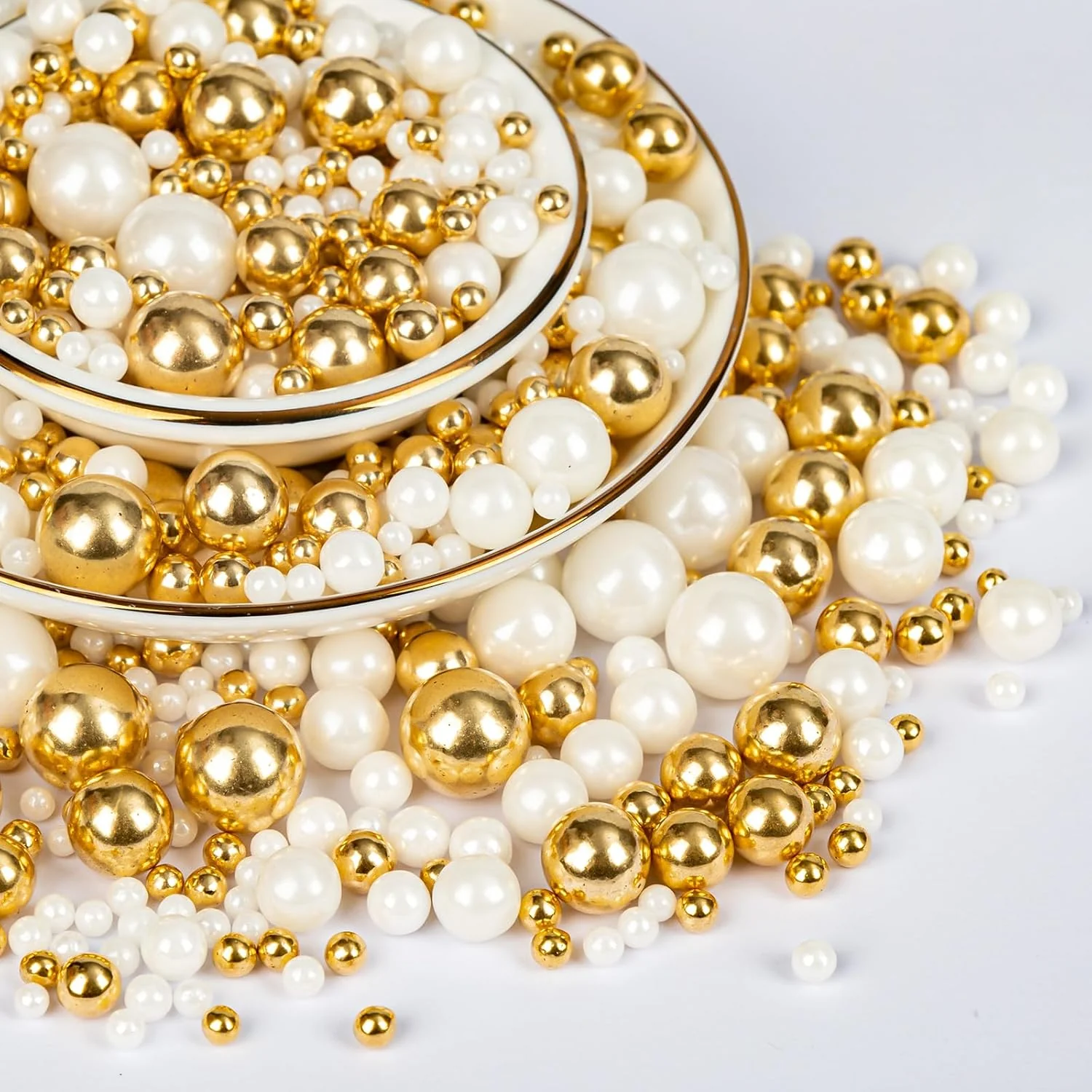 Fine Twisweet Edible Pearl Sprinkles 130g Gold amp White Pearls Cake Decorations Edible sugar sprinkles for cake decorating cake toppers cupcakes cookies weddings birthdays Christmas amp New Year treats Recyclable
