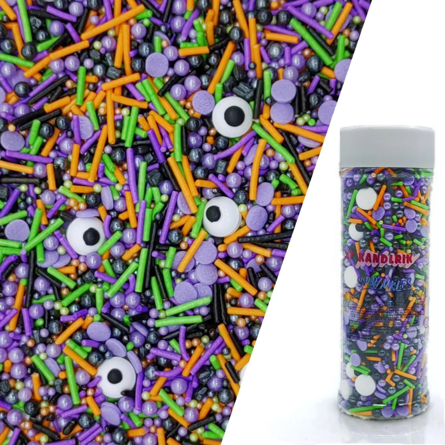 Green Halloween Sprinkles Monster Theme Eyes Cake Decorations Topper Edible Themed Sprinkles For Cookie Decorating Chocolate Desserts Cupcakes Ice Cream 4.58OZ Traditional