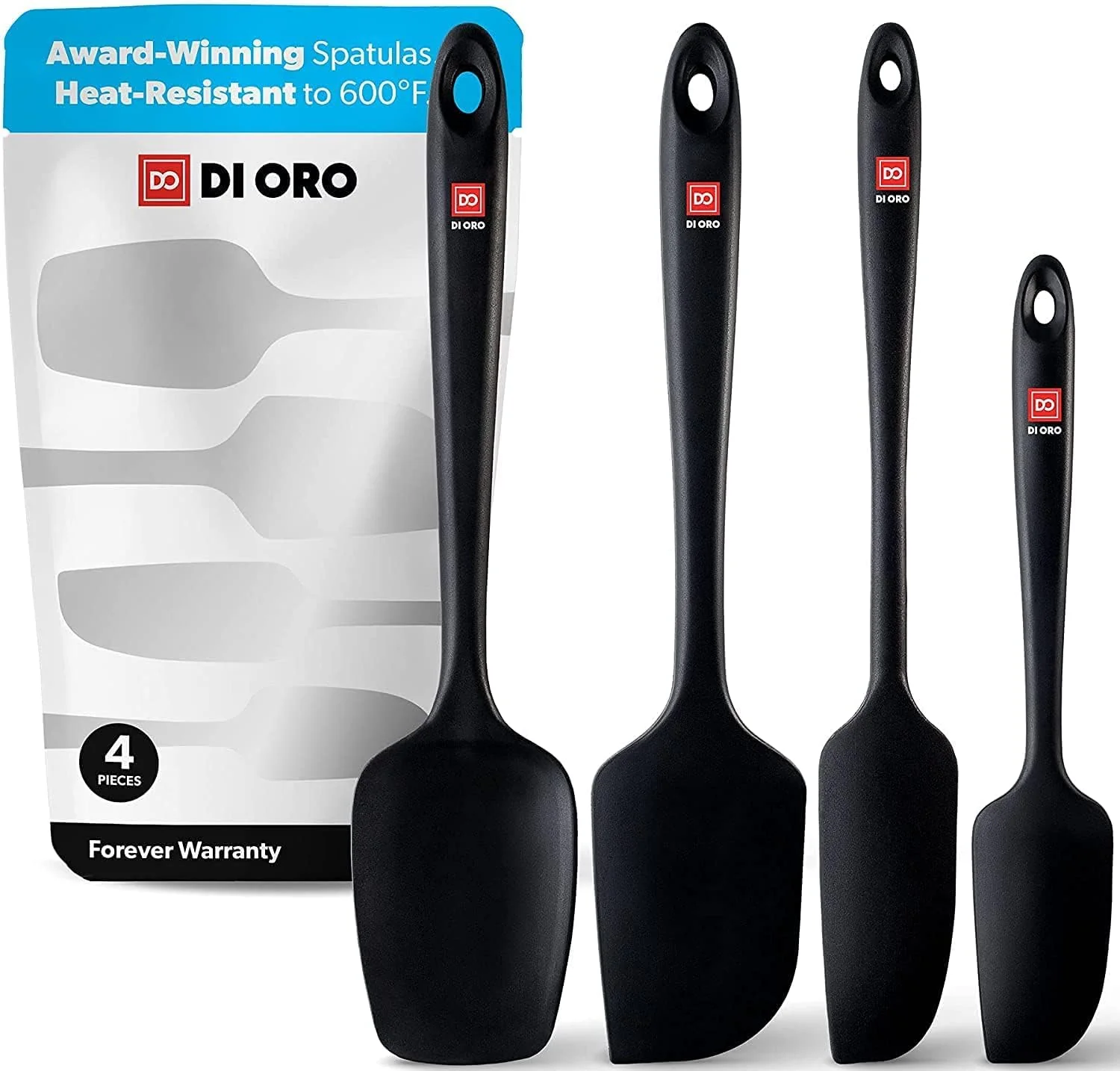 Elite DI ORO Silicone Spatula Set – Rubber Kitchen Spatulas for Baking Cooking Mixing Expertly Made