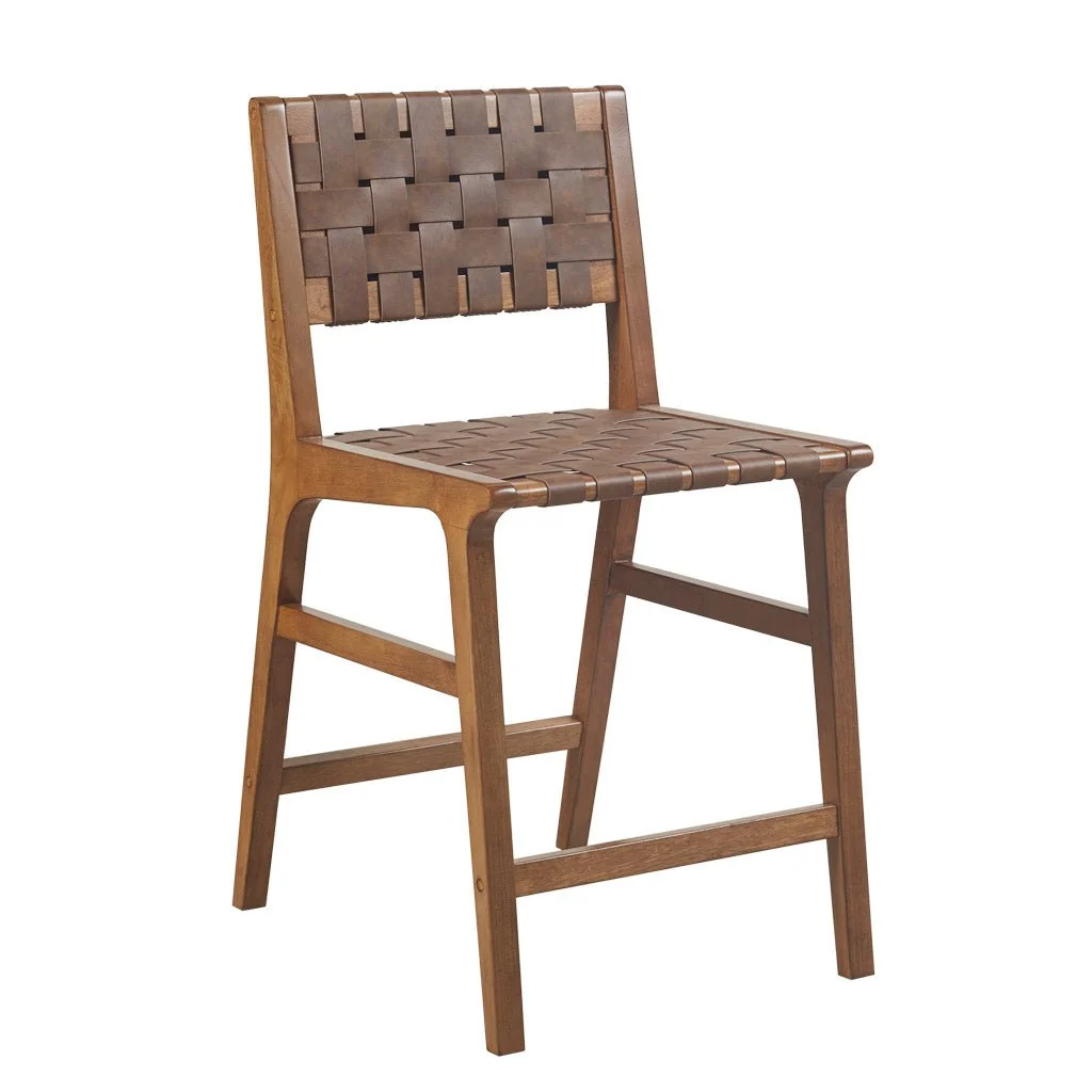 Elegant Nebuluxe Faux Leather Woven Counter Stool User-Friendly