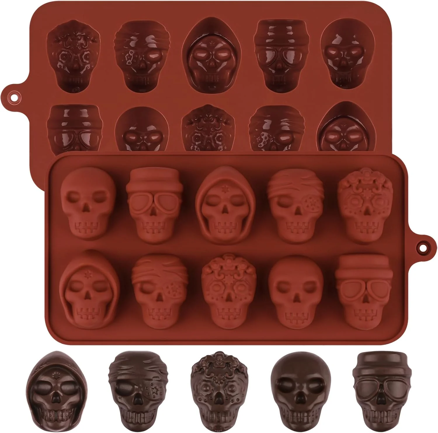 Trusted Actvty Skull Chocolate Molds Halloween Chocolate Candy Molds 2 Packs 10 Cavity Skull Silicone Molds with 5 Different Designs for Making Chocolate Next-Generation