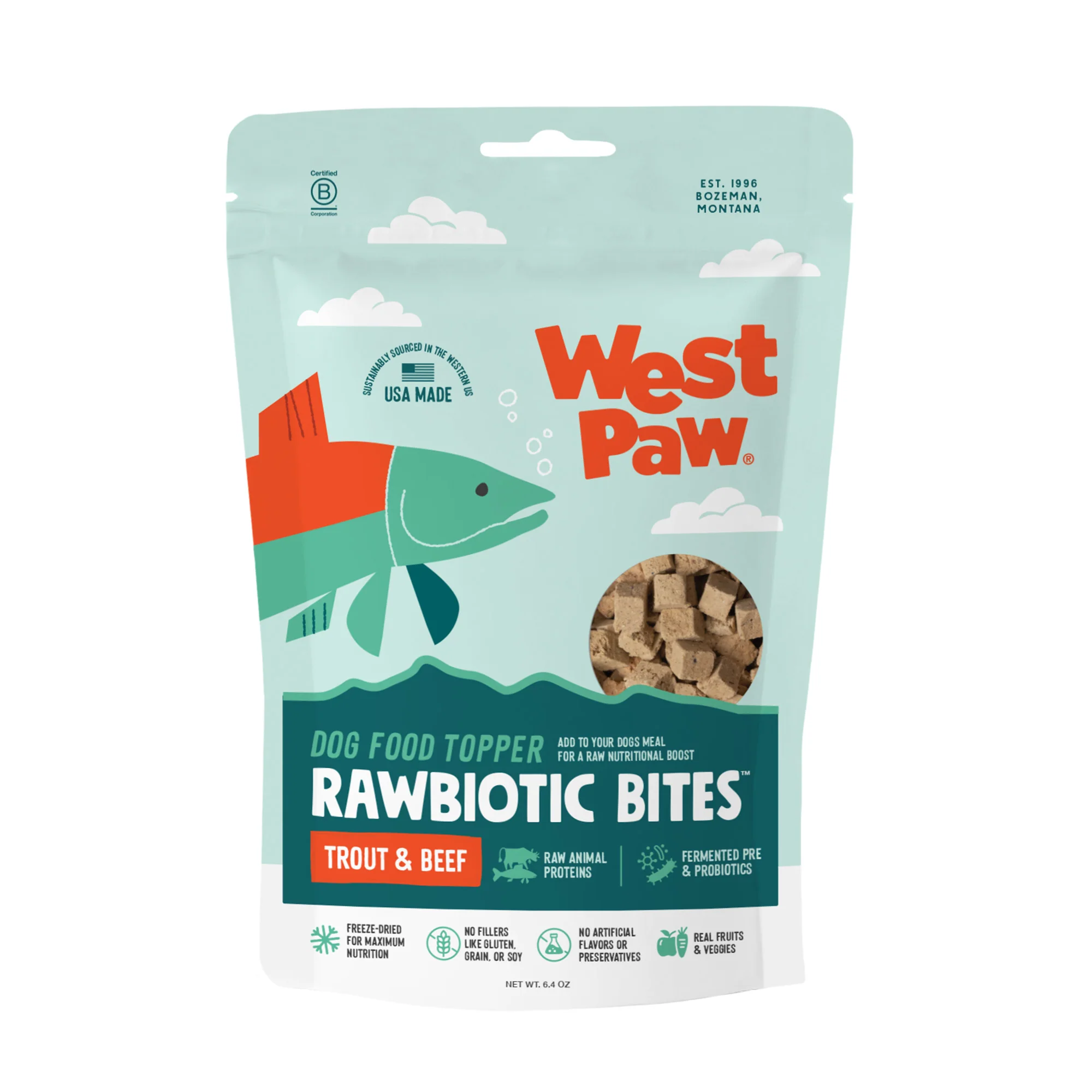 Enhanced West Paw Trout Beef Rawbiotic Bites Dog Food Topper Outstanding