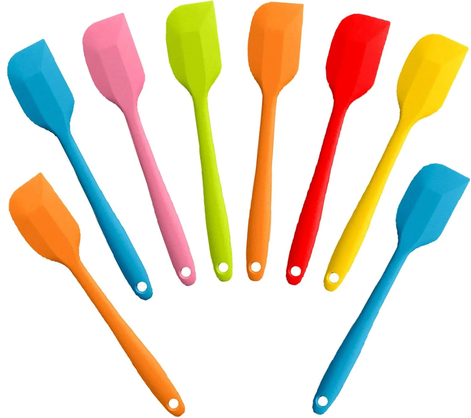 Long-Lasting 8 Pieces Silicone Spatulas 8.5 inch Non-stick Spatulas with Stainless Steel Core Heat Resistant-500℉ One Piece Design Food Grade Silicone Selected