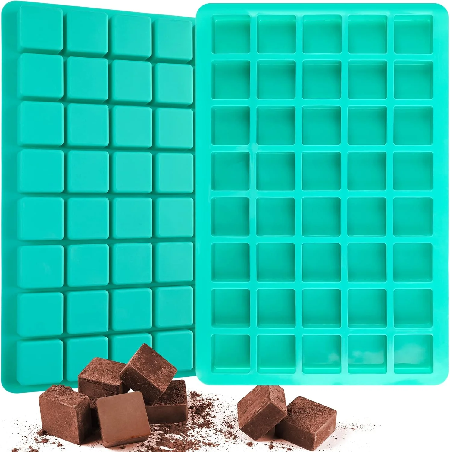 Versatile Sakolla 2 Pack Caramel Candy Molds 40 Cavities Square Cube Silicone Molds for Chocolate Candy Ice Cubes Gummy Ganache Jelly Truffles Selected