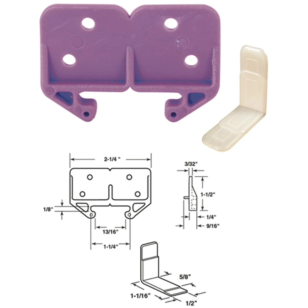 Trendy Prime-Line Polyethylene Purple Track Guide for 1 8 In. x 1-1 4 In. Track 2-Count Artisan