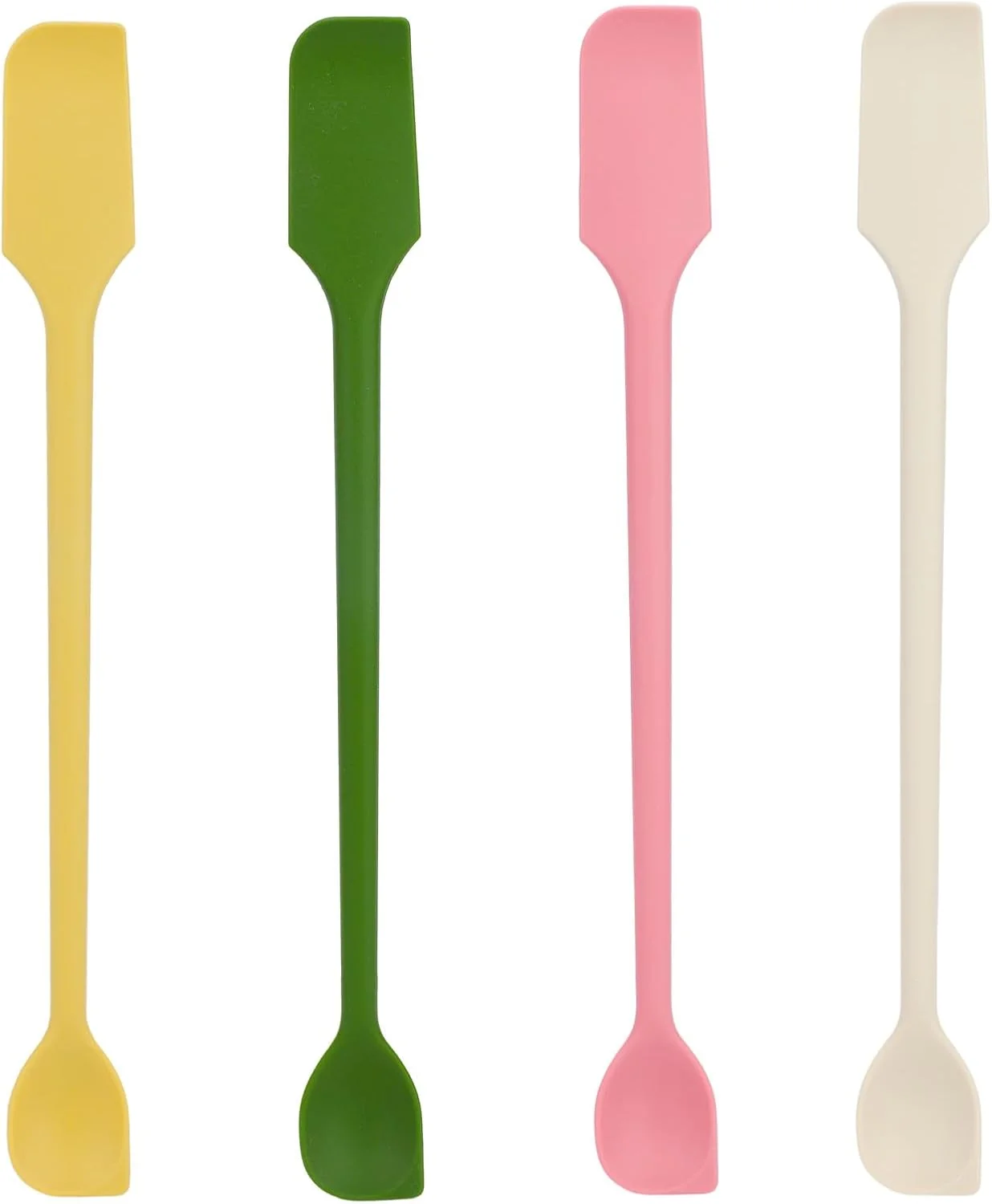 Pure 4pcs Mini Silicone Spatulas Set Dual Sided Multifunctional Small Kitchen Scraper Long Spoon Reusable Stirrer for Jam Cake Cream Butter Icing Lotion Healthy