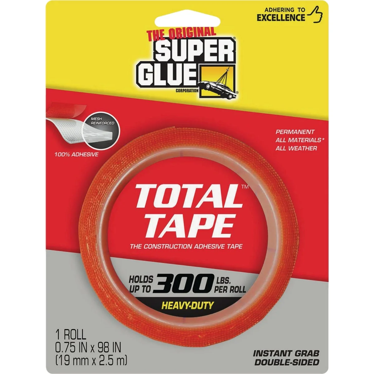 Original Super Glue Total Tape 0.75 In. x 98 In. Roll Mounting Tape Relaxed