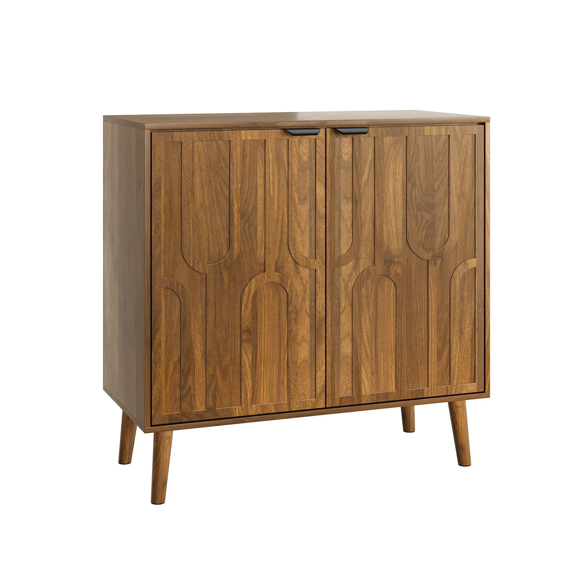 Traditional Farmhouse Style Sideboard Buffet Cabinet With Storage Bar Cabinet – Walnut Refined