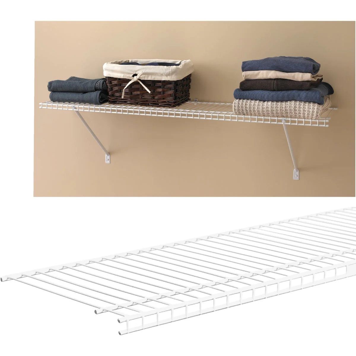 Crafted ClosetMaid SuperSlide 6 Ft. W. x 12 In. D. Ventilated Closet Shelf White Prestigious