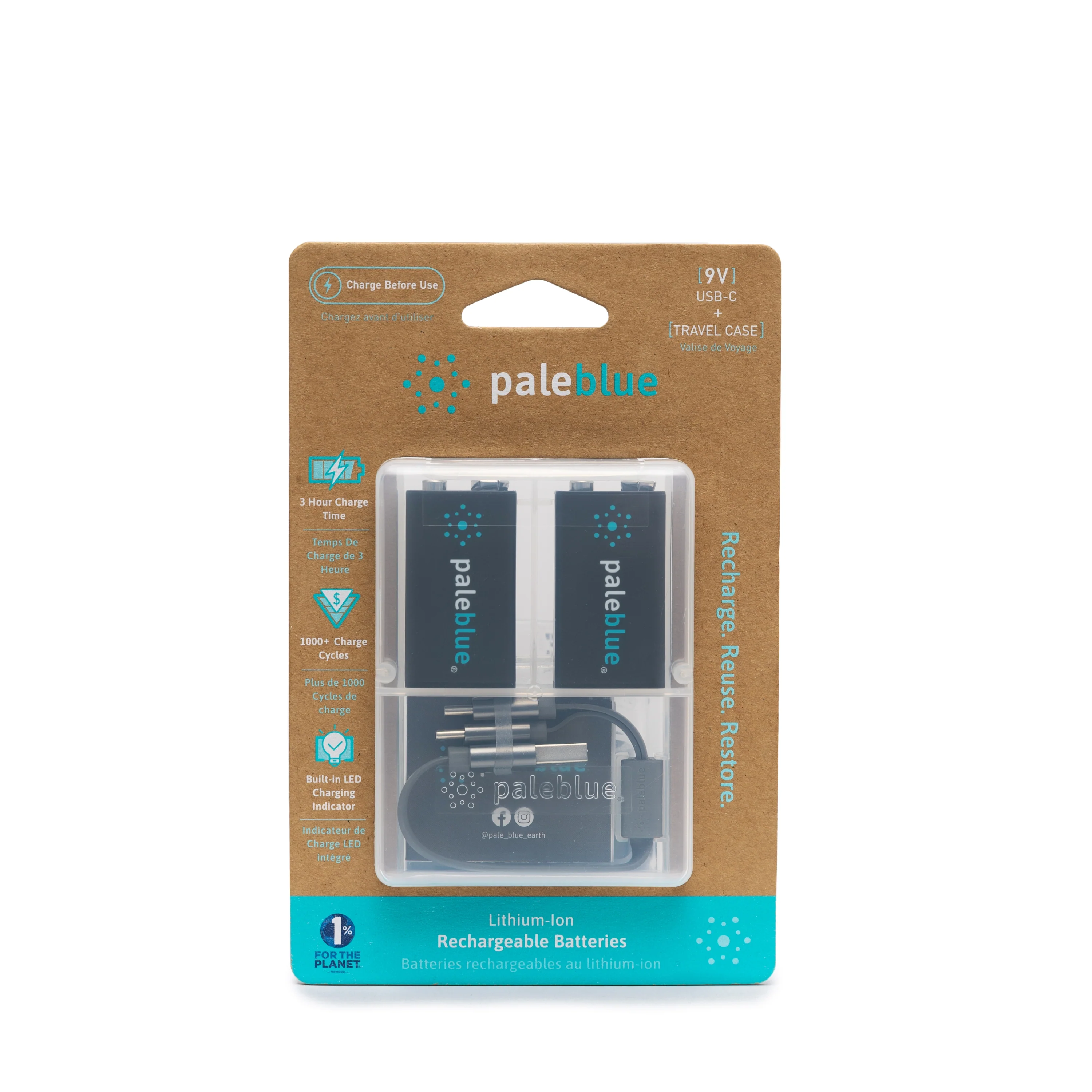 Innovative Paleblue 9V USB-C Li-ion Rechargeable Batteries Professional
