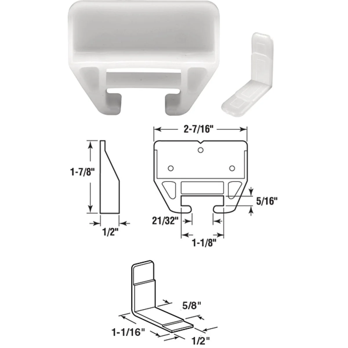 Relaxed Prime-Line Nylon White Track Guide for 5 16 In. x 1-1 8 In. Track 2-Count Proven