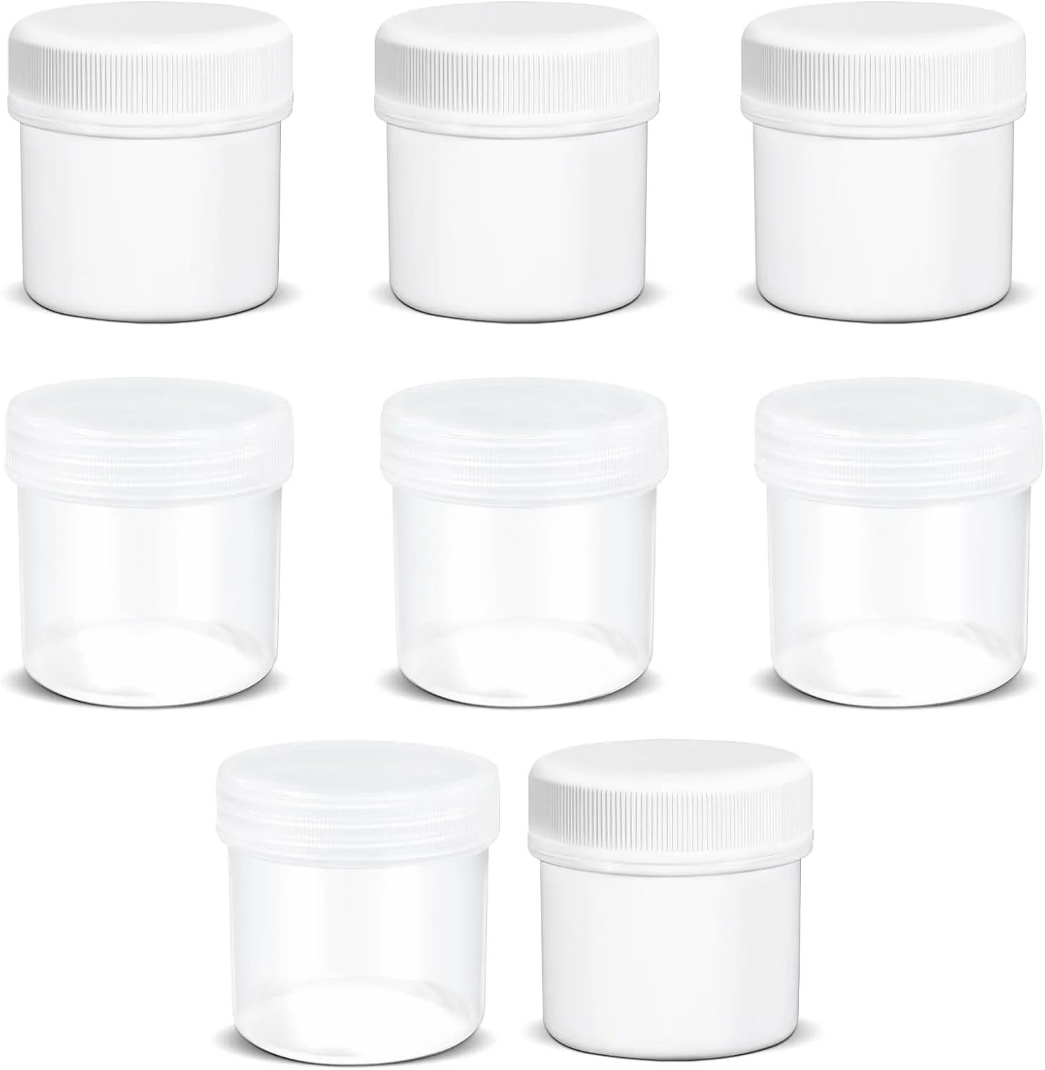 Effective TSA Wide Mouth Travel Size Containers PP Clear amp White Leak Proof Travel Plastic Jars with Lids for Creams Lotion Cosmetic Jewelry Beads Sample Small Items Storage 1 oz 8 Pcs Functional