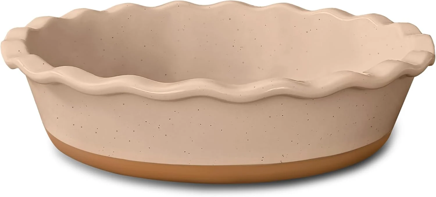 Official Mora Modern Farmhouse Style Ceramic Pie Pan – Deep and Fluted Dish – 9 Inch – Baking Pies Apple Quiche Pot Pies Tart Artisan